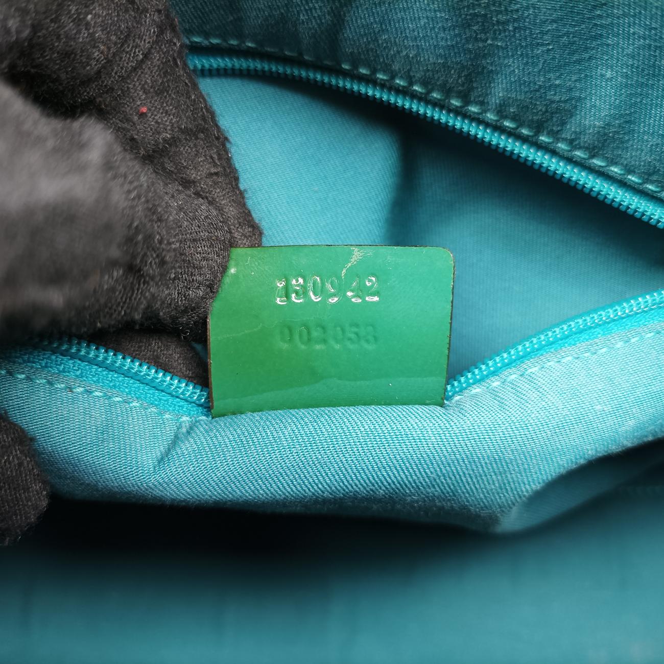 Secondhand Gucci Abbey Beige×Green Canvas×Patent 130942 handbag | stylenewstar