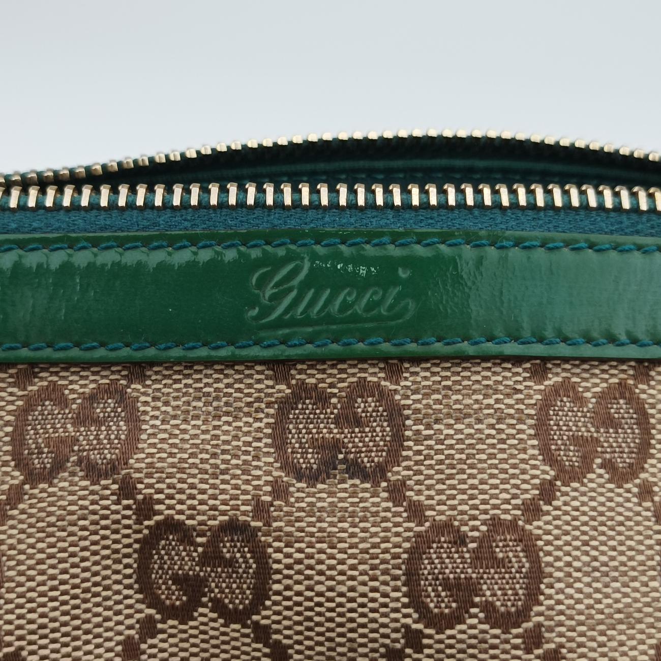 Secondhand Gucci Abbey Beige×Green Canvas×Patent 130942 handbag | stylenewstar