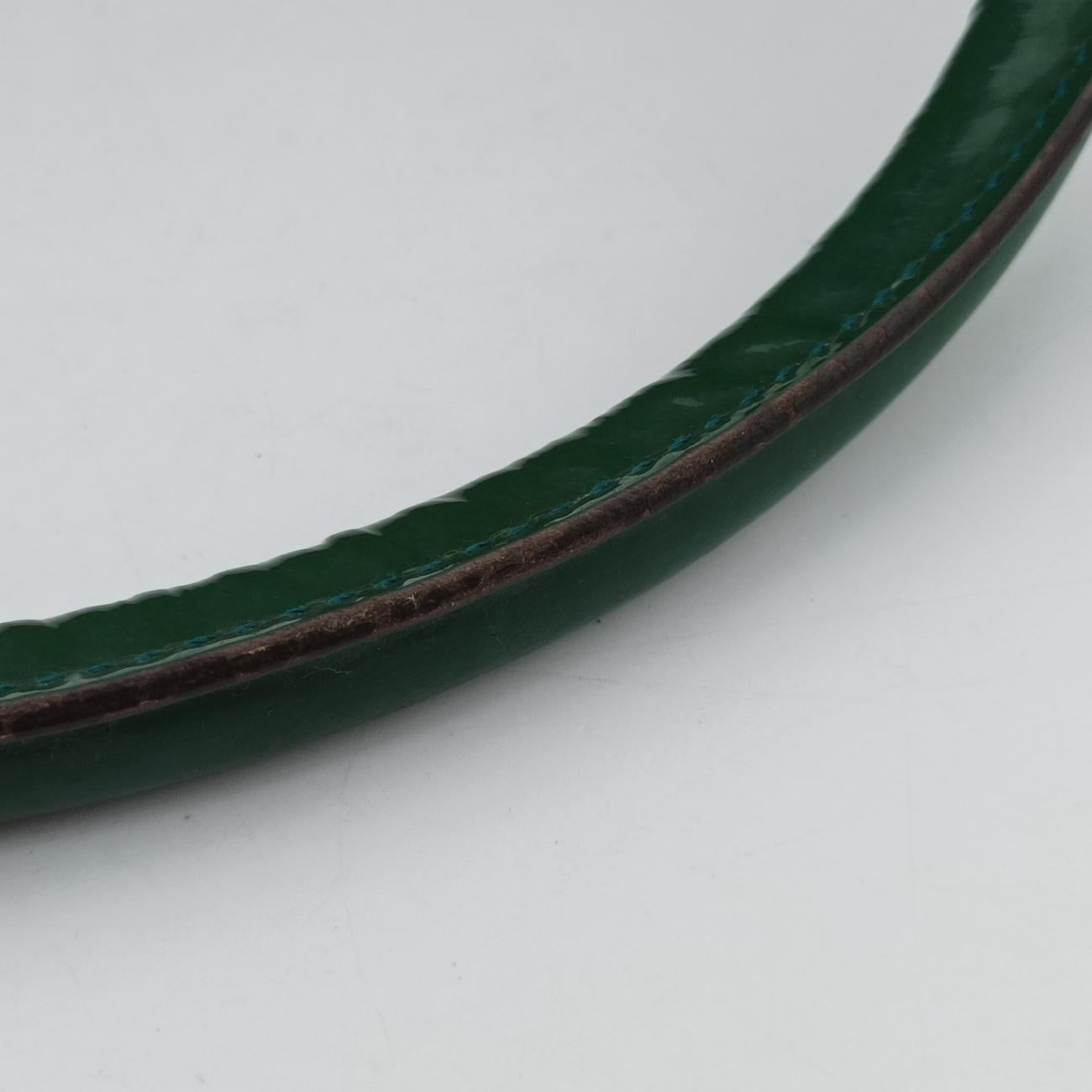 Secondhand Gucci Abbey Beige×Green Canvas×Patent 130942 handbag | stylenewstar