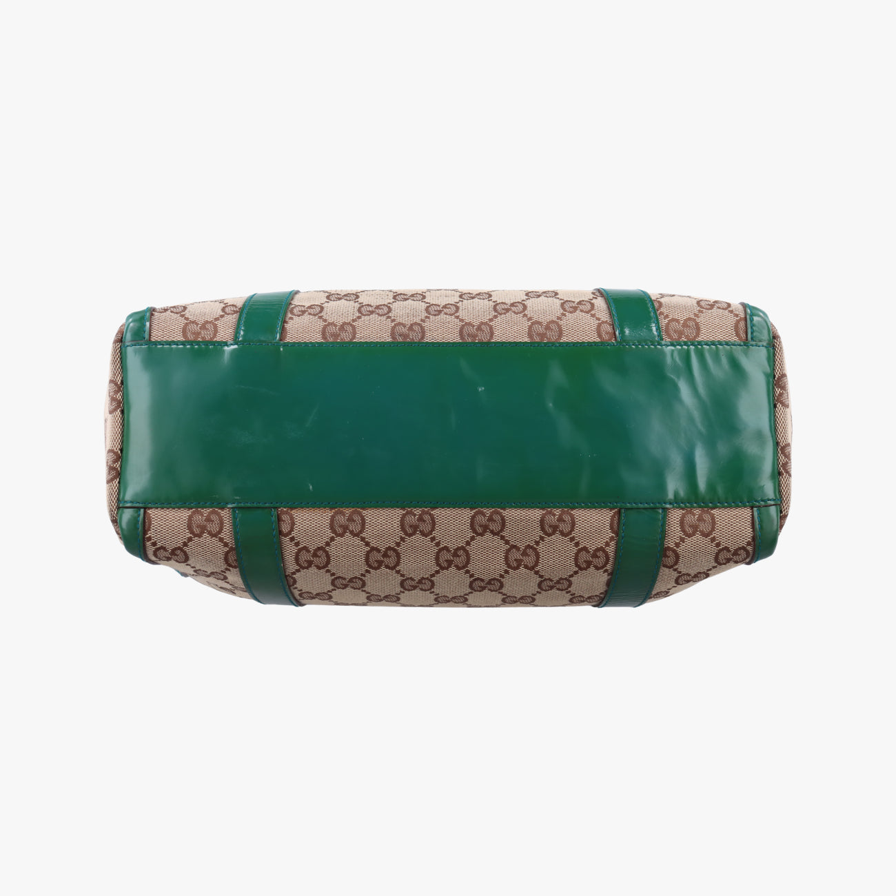 Secondhand Gucci Abbey Beige×Green Canvas×Patent 130942 handbag | stylenewstar
