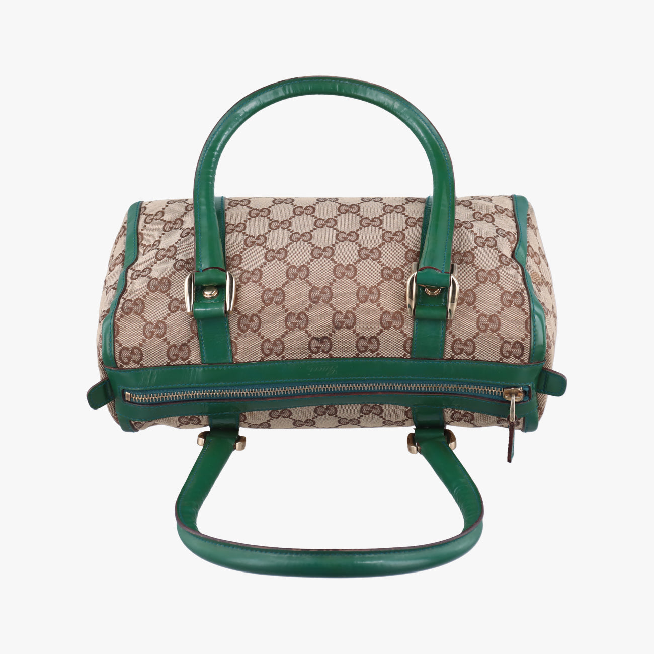 Secondhand Gucci Abbey Beige×Green Canvas×Patent 130942 handbag | stylenewstar