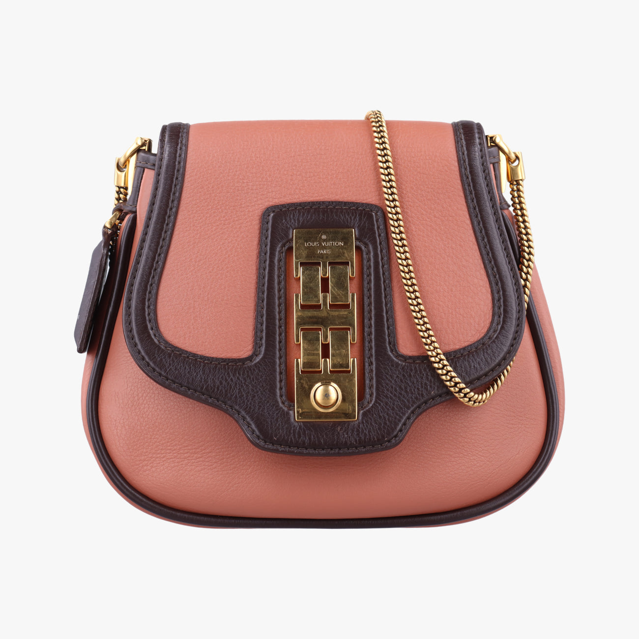 Pre-owned Louis Vuitton Collection Trapezio Pink×Brown leather M97086 shoulderbag | stylenewstar