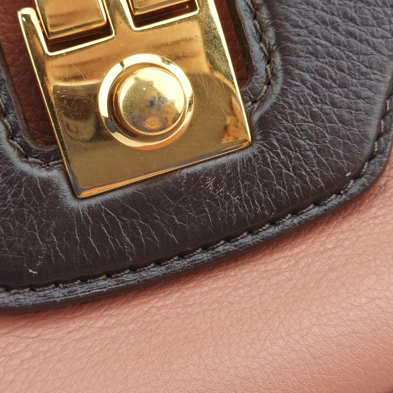 Pre-owned Louis Vuitton Collection Trapezio Pink×Brown leather M97086 shoulderbag | stylenewstar