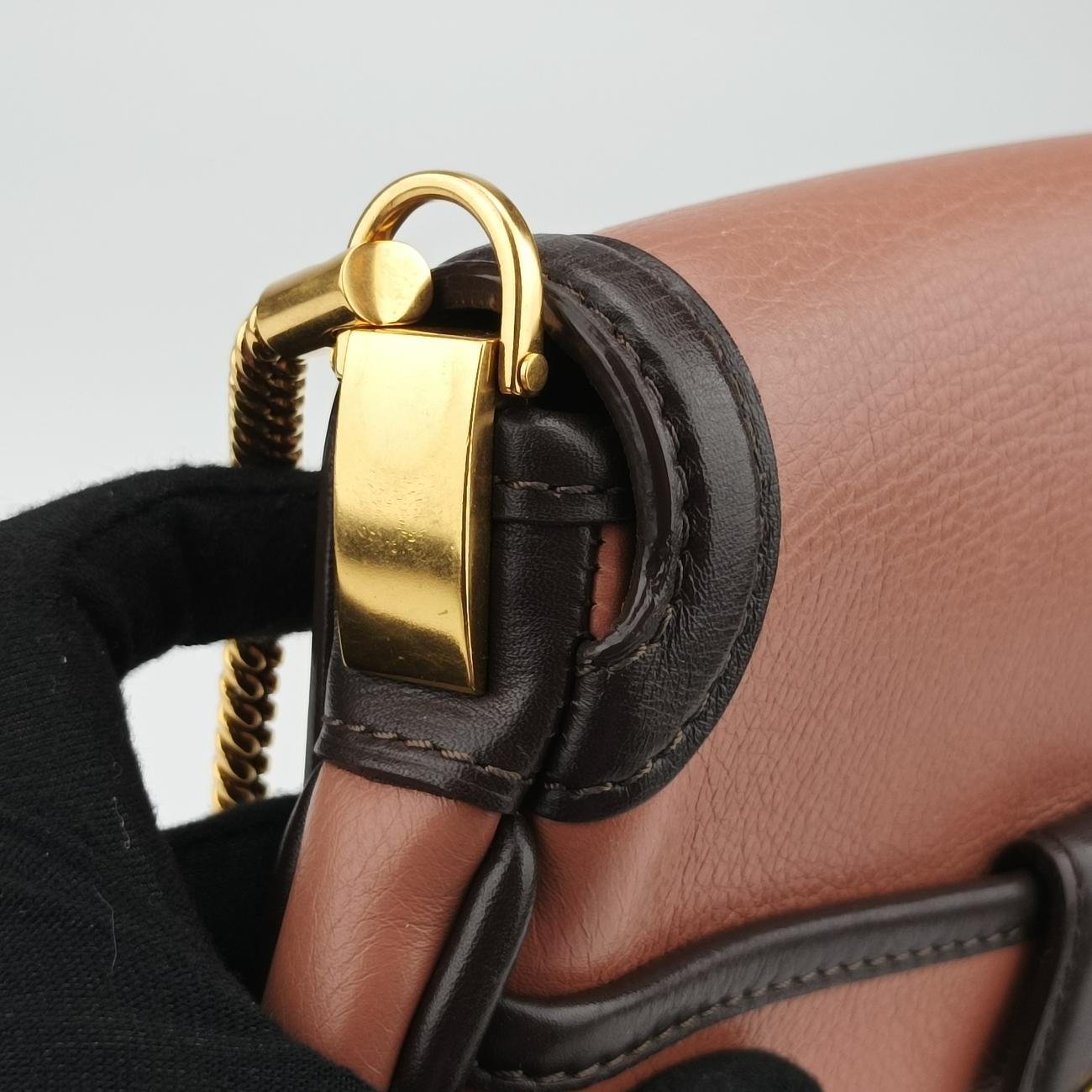 Pre-owned Louis Vuitton Collection Trapezio Pink×Brown leather M97086 shoulderbag | stylenewstar