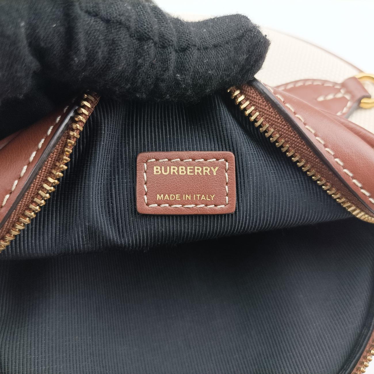 Pre-owned Burberry LOUISE Beige×Brown Canvas x Leather  shoulderbag | stylenewstar