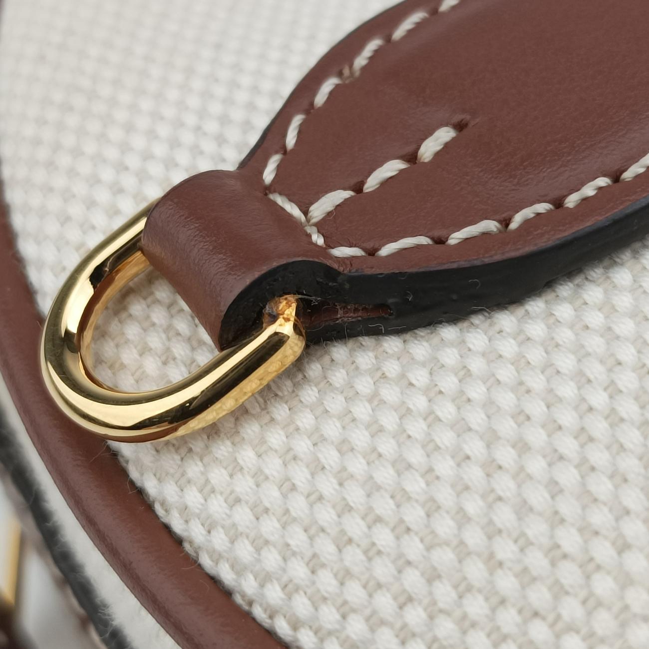 Pre-owned Burberry LOUISE Beige×Brown Canvas x Leather  shoulderbag | stylenewstar