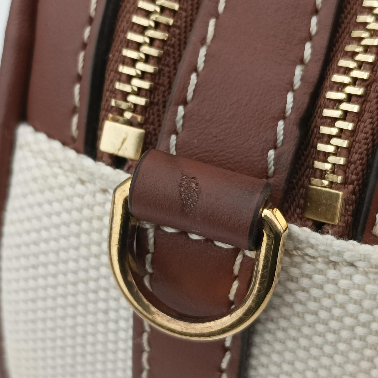 Pre-owned Burberry LOUISE Beige×Brown Canvas x Leather  shoulderbag | stylenewstar