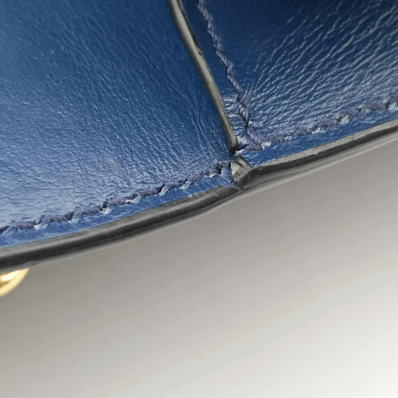 Pre-owned Prada milano logo Blue Saffiano Leather 1BP012 shoulderbag | stylenewstar