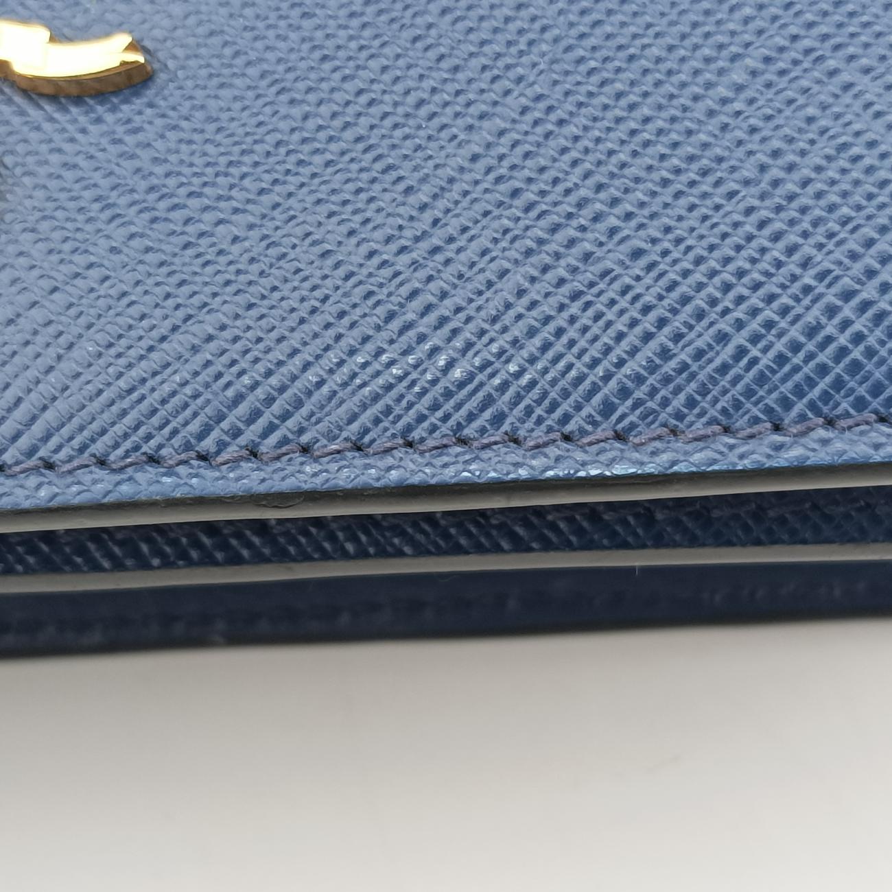 Pre-owned Prada milano logo Blue Saffiano Leather 1BP012 shoulderbag | stylenewstar