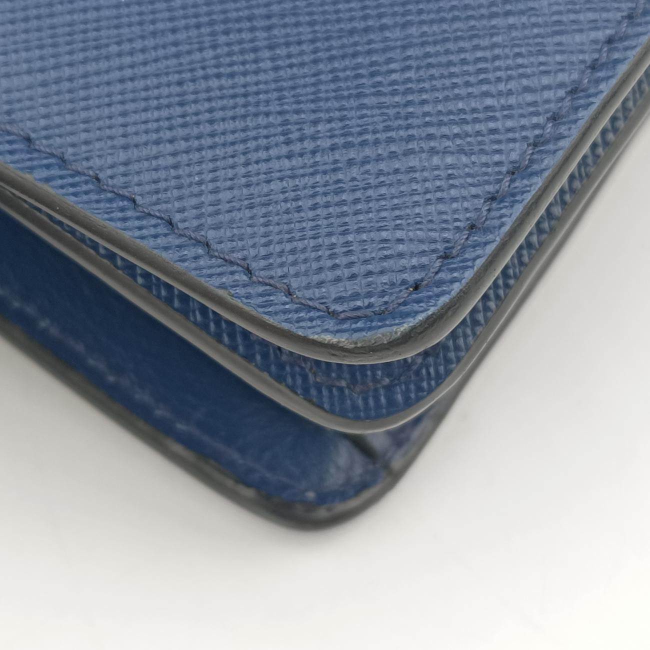 Pre-owned Prada milano logo Blue Saffiano Leather 1BP012 shoulderbag | stylenewstar