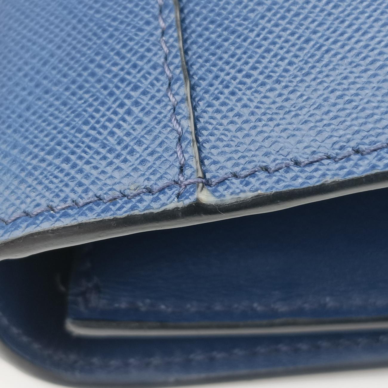 Pre-owned Prada milano logo Blue Saffiano Leather 1BP012 shoulderbag | stylenewstar