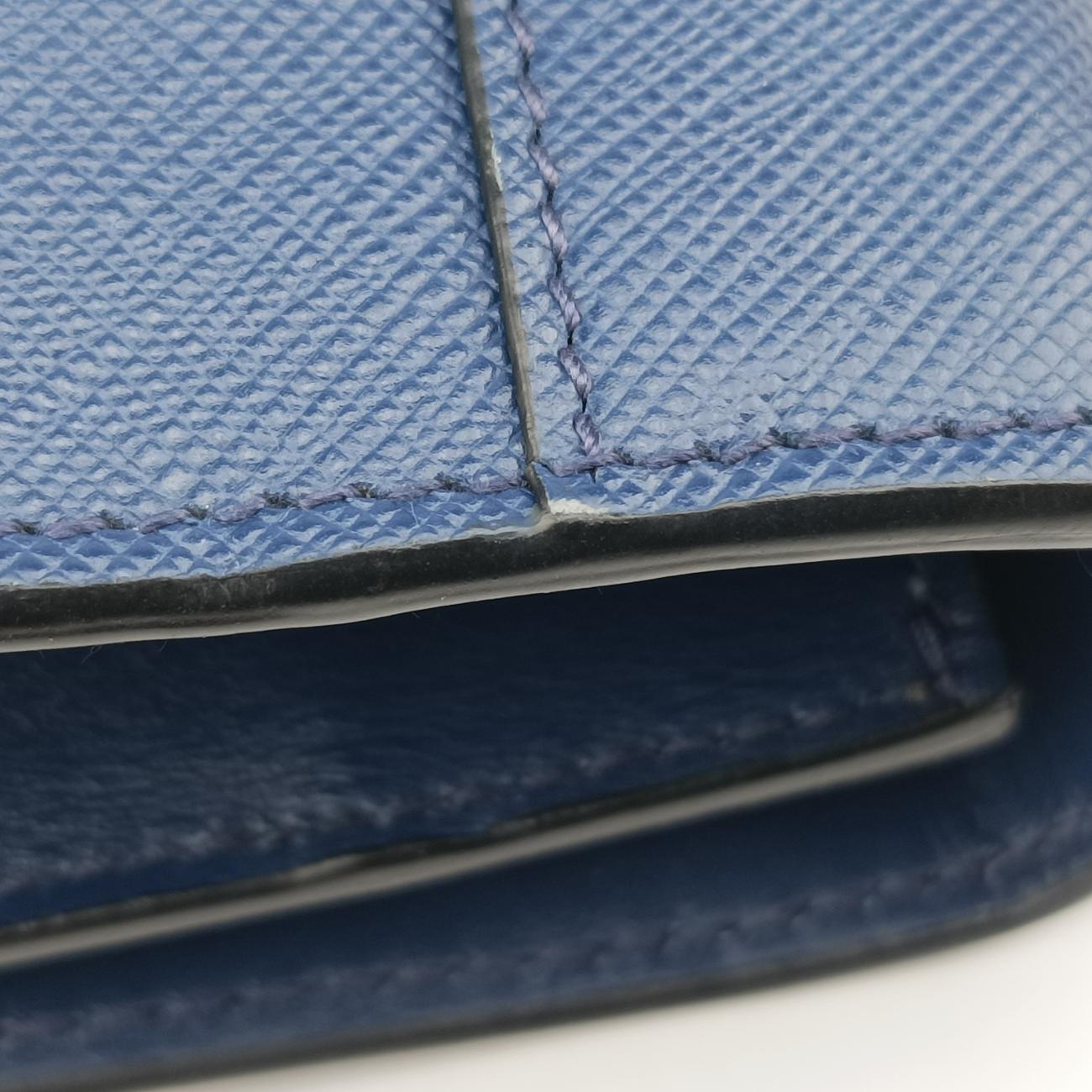 Pre-owned Prada milano logo Blue Saffiano Leather 1BP012 shoulderbag | stylenewstar