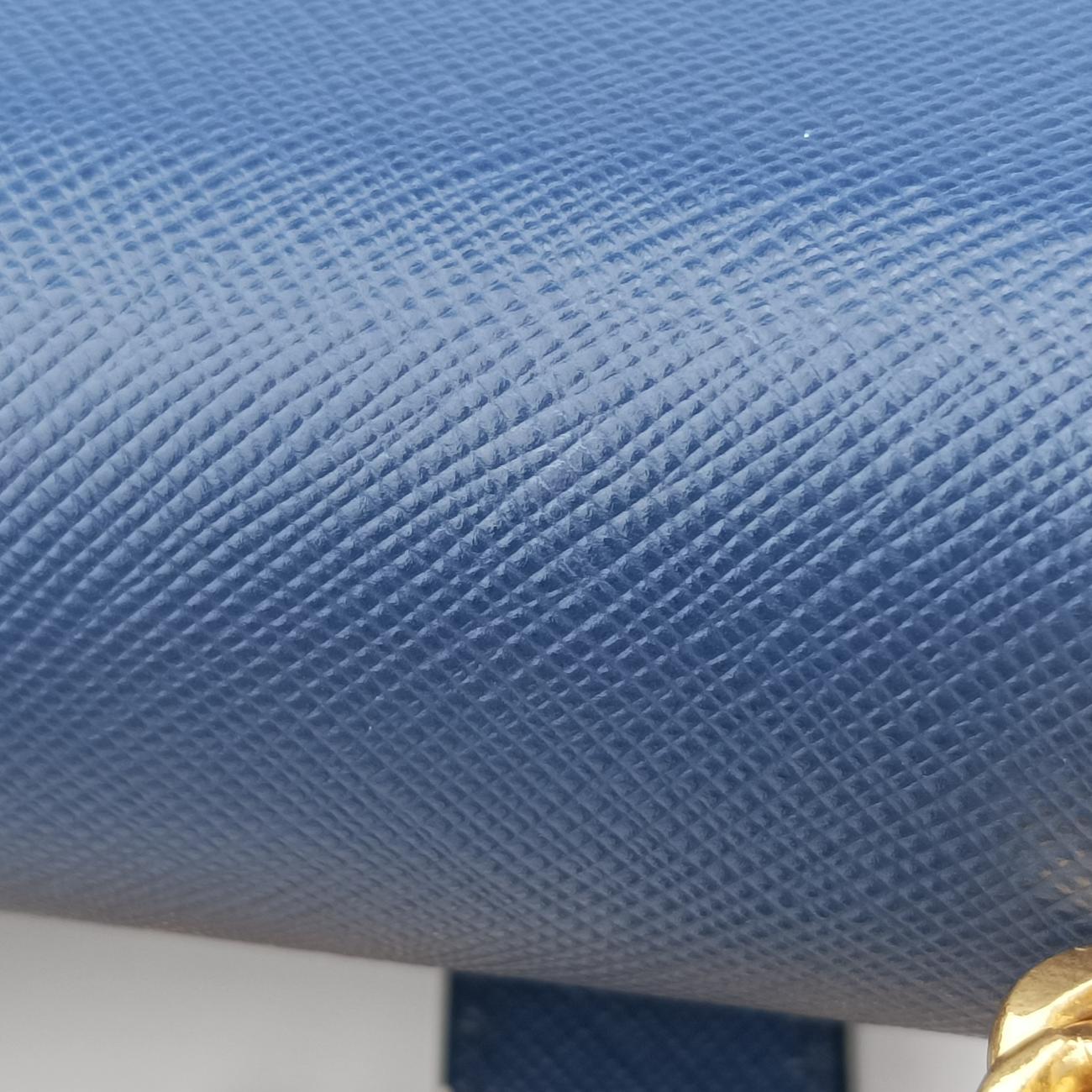 Pre-owned Prada milano logo Blue Saffiano Leather 1BP012 shoulderbag | stylenewstar