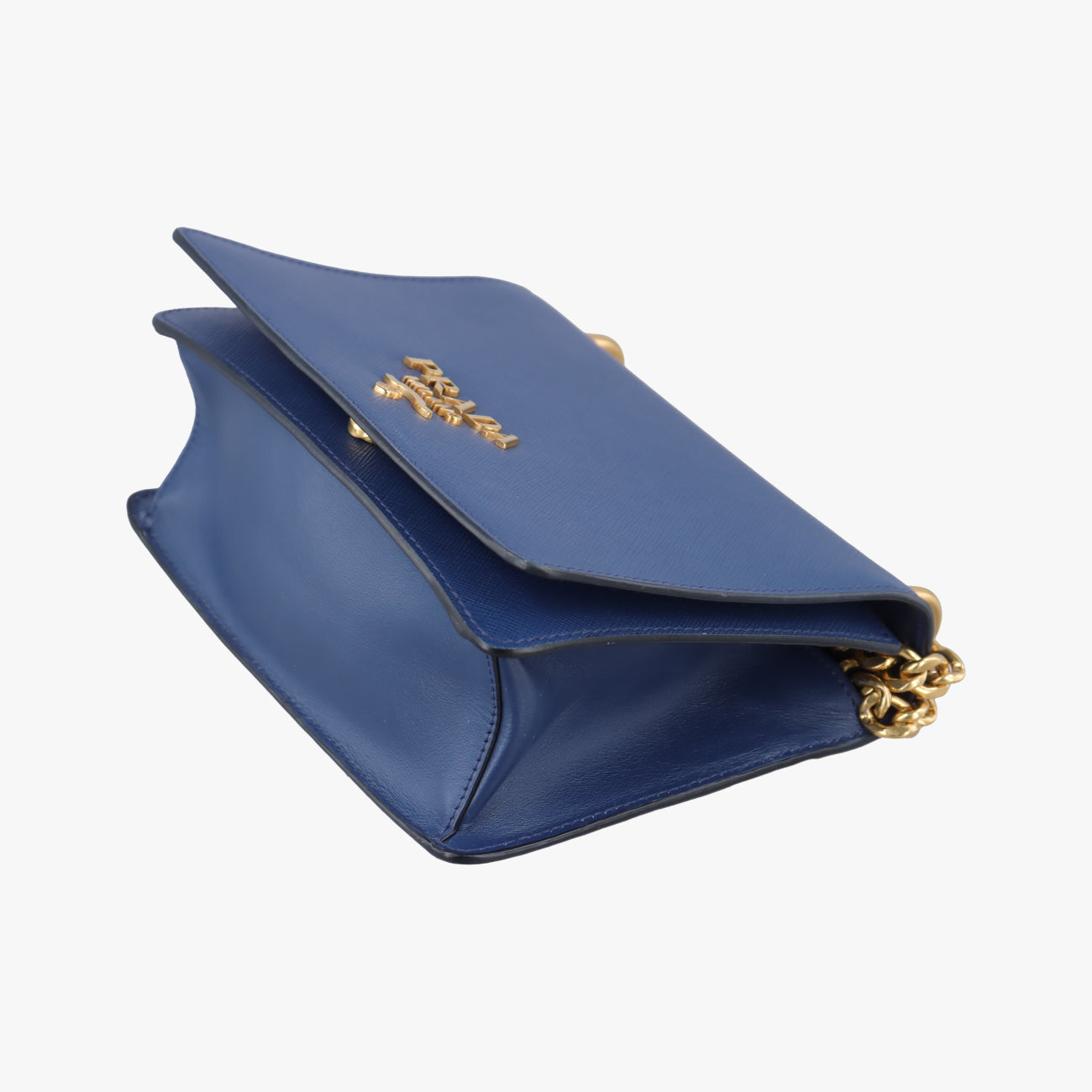 Pre-owned Prada milano logo Blue Saffiano Leather 1BP012 shoulderbag | stylenewstar