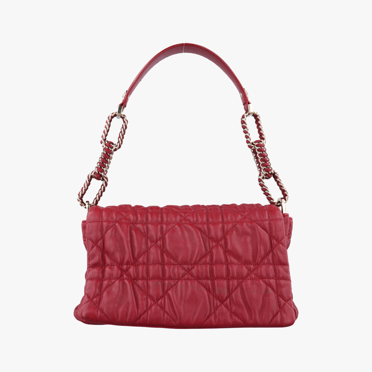 Pre-owned Christian Dior Cannage Faux Burgundy lambskin  shoulderbag | stylenewstar