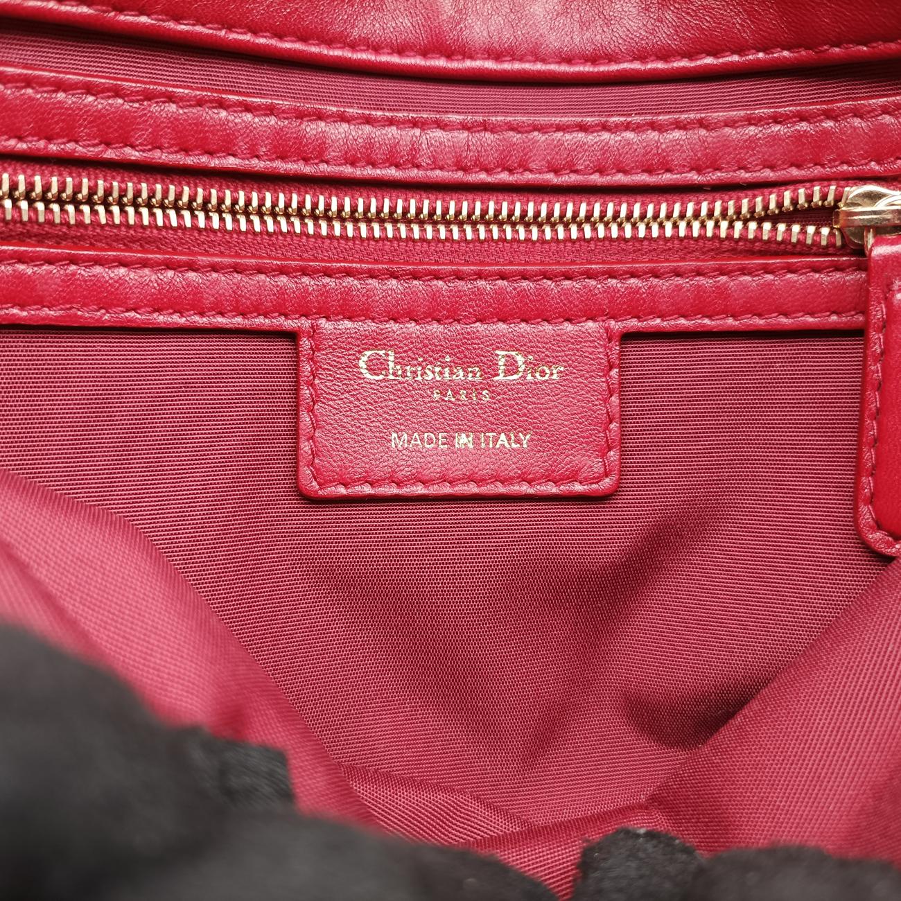 Pre-owned Christian Dior Cannage Faux Burgundy lambskin  shoulderbag | stylenewstar