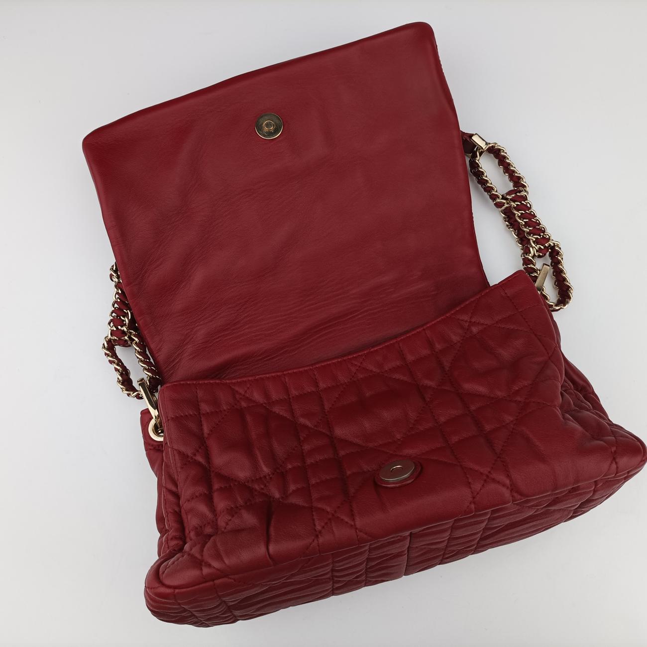Pre-owned Christian Dior Cannage Faux Burgundy lambskin  shoulderbag | stylenewstar