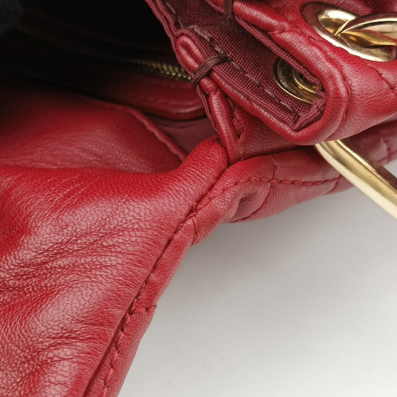 Pre-owned Christian Dior Cannage Faux Burgundy lambskin  shoulderbag | stylenewstar