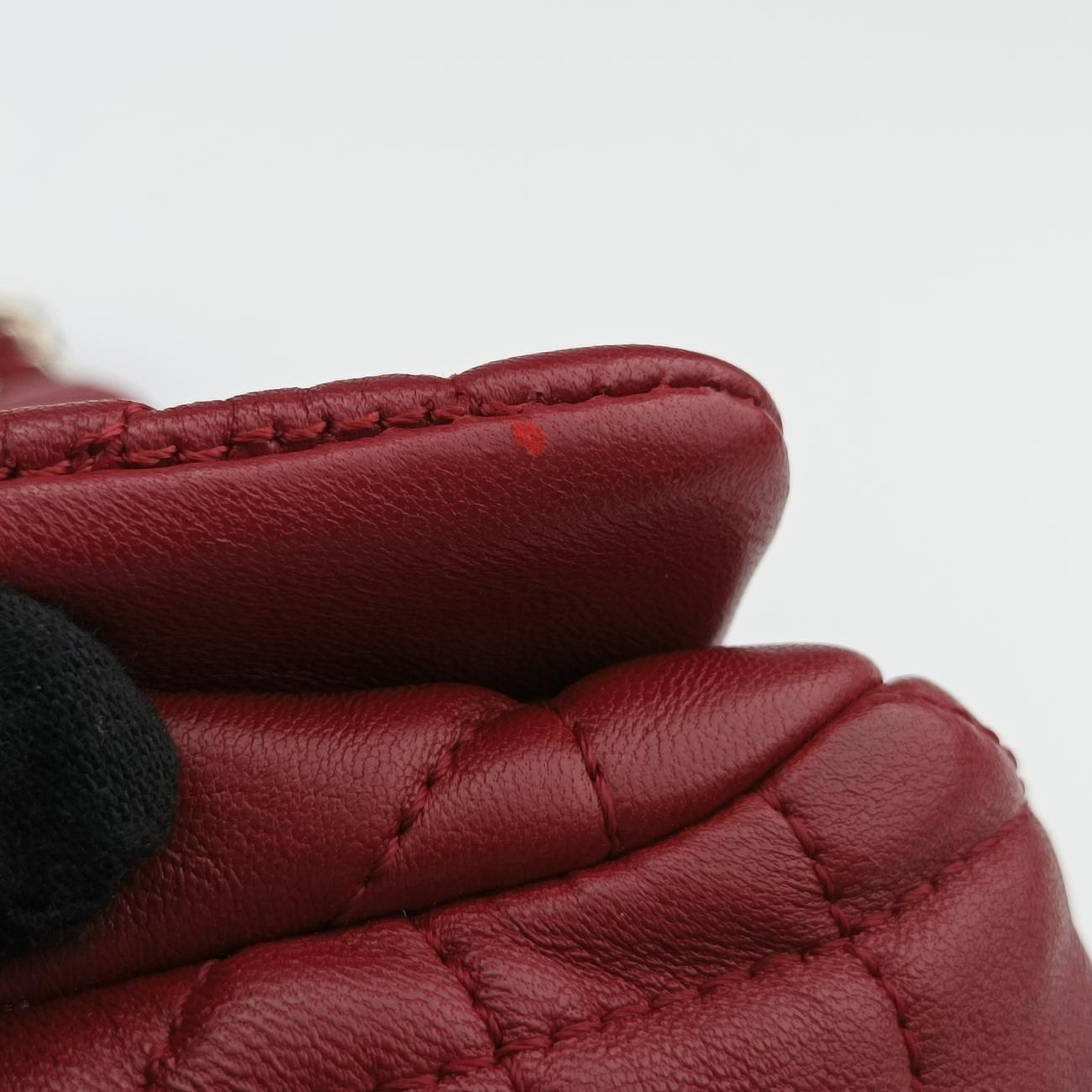 Pre-owned Christian Dior Cannage Faux Burgundy lambskin  shoulderbag | stylenewstar