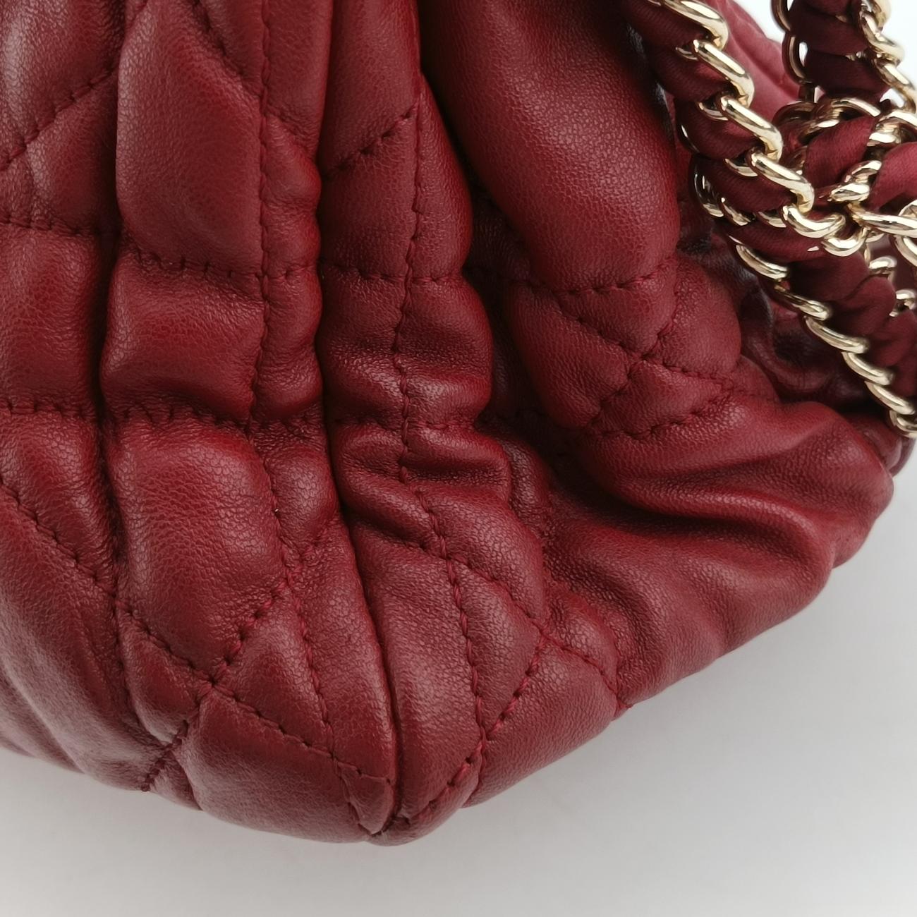 Pre-owned Christian Dior Cannage Faux Burgundy lambskin  shoulderbag | stylenewstar