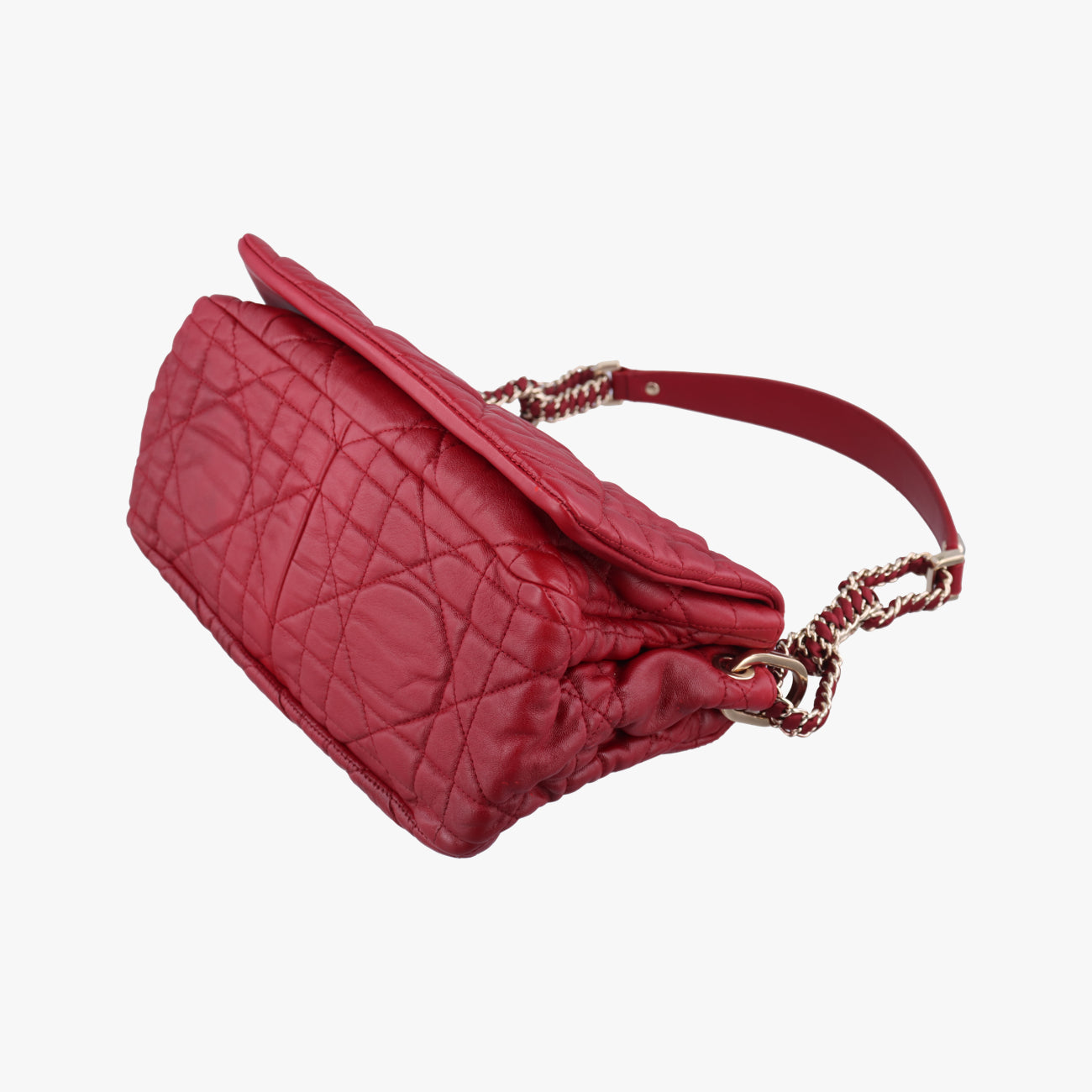 Pre-owned Christian Dior Cannage Faux Burgundy lambskin  shoulderbag | stylenewstar