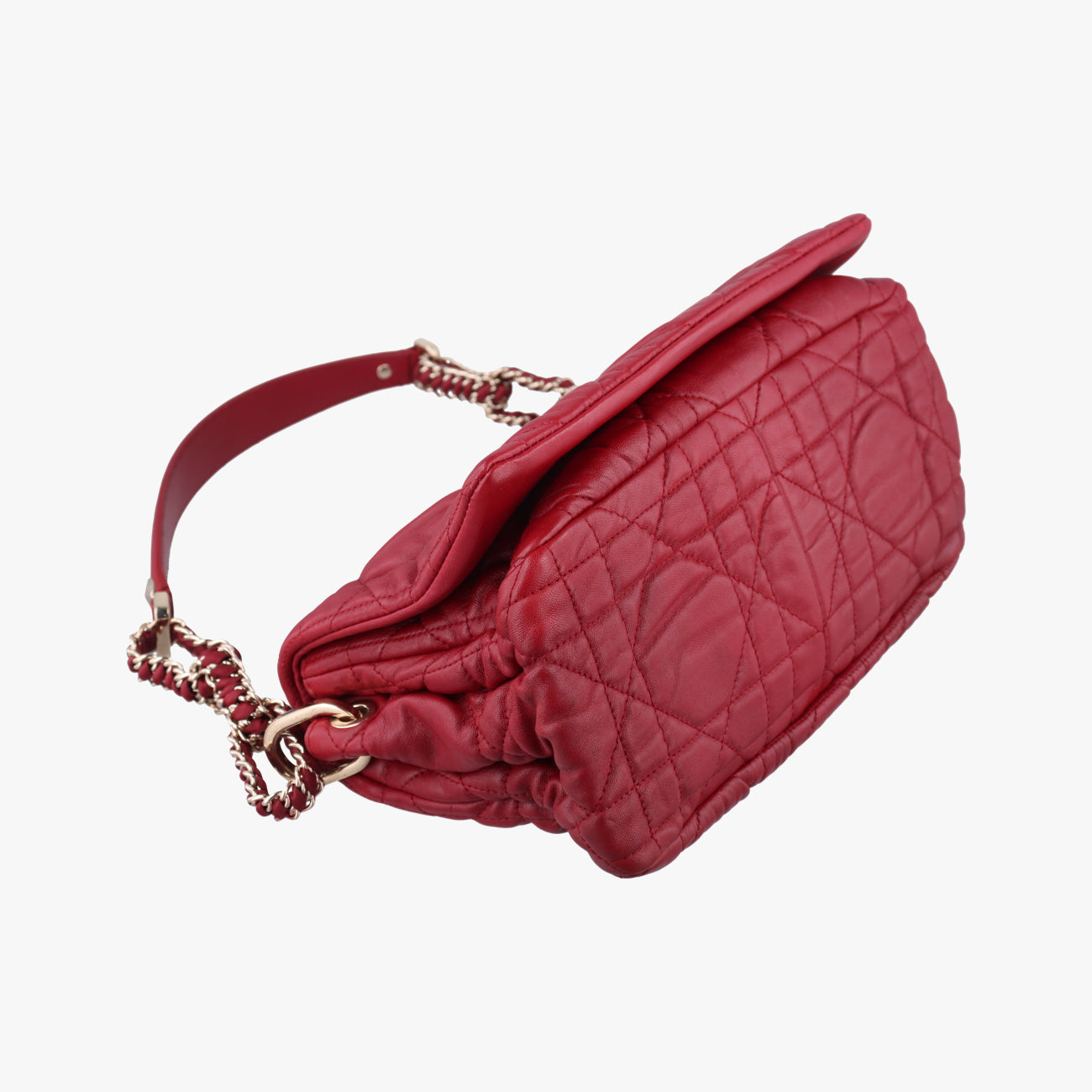 Pre-owned Christian Dior Cannage Faux Burgundy lambskin  shoulderbag | stylenewstar