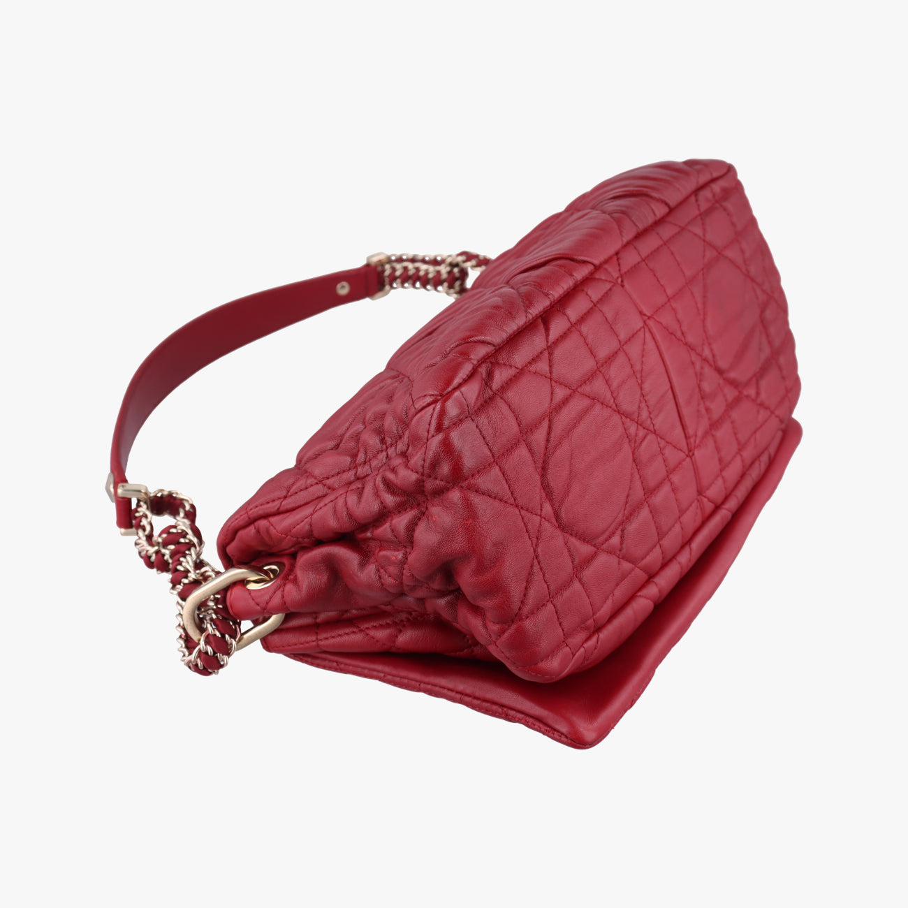 Pre-owned Christian Dior Cannage Faux Burgundy lambskin  shoulderbag | stylenewstar