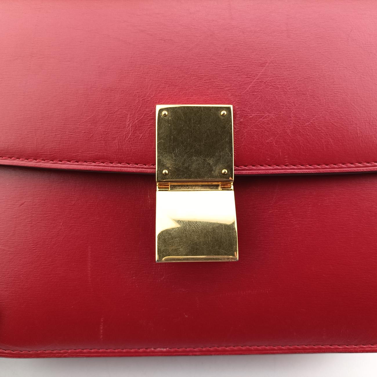 Secondhand Celine Classic Box Red Leather  shoulderbag | stylenewstar