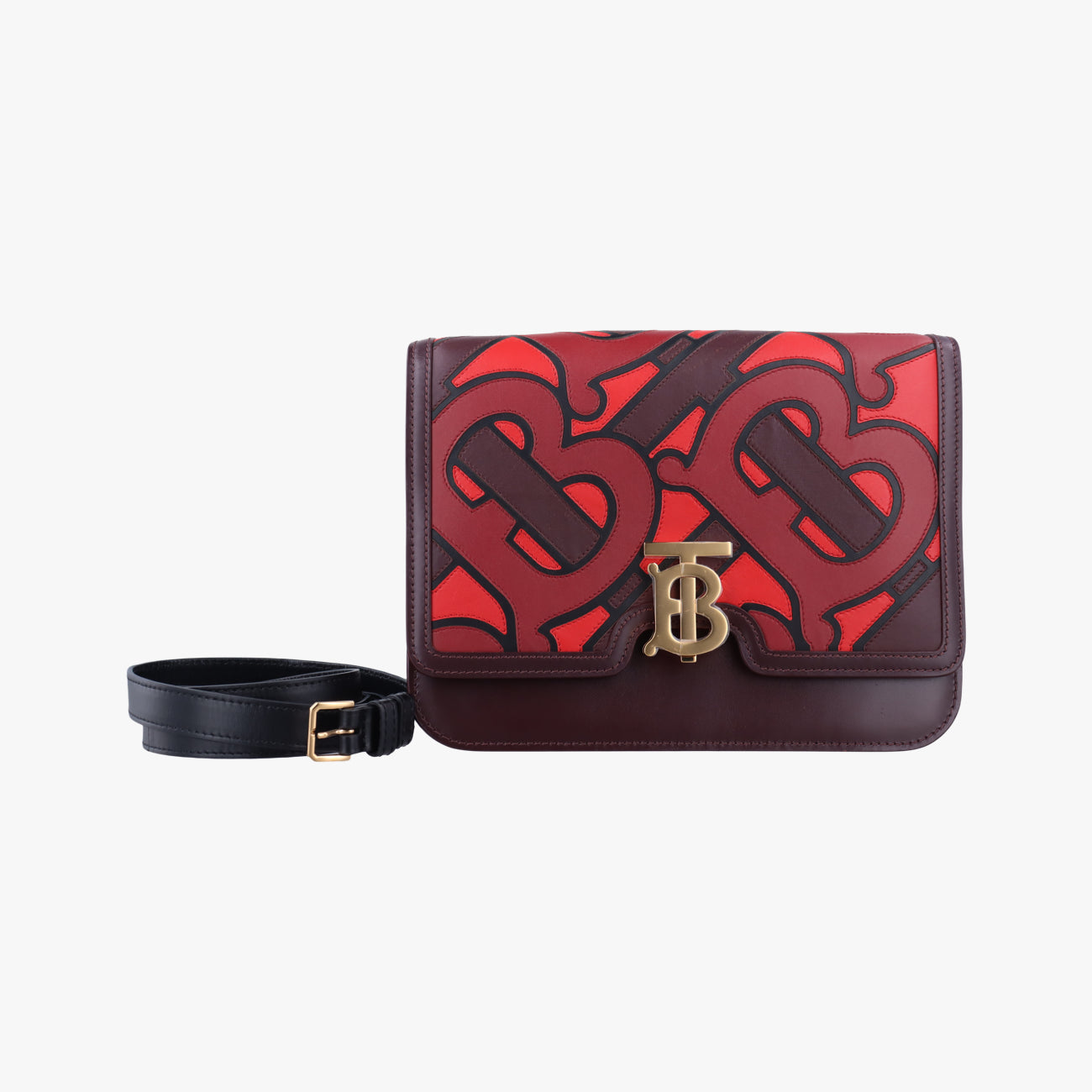 Pre-owned Burberry TB logo Burgundy×Multicolour Leather  shoulderbag | stylenewstar