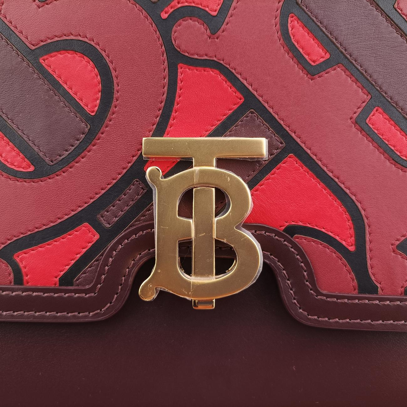 Pre-owned Burberry TB logo Burgundy×Multicolour Leather  shoulderbag | stylenewstar