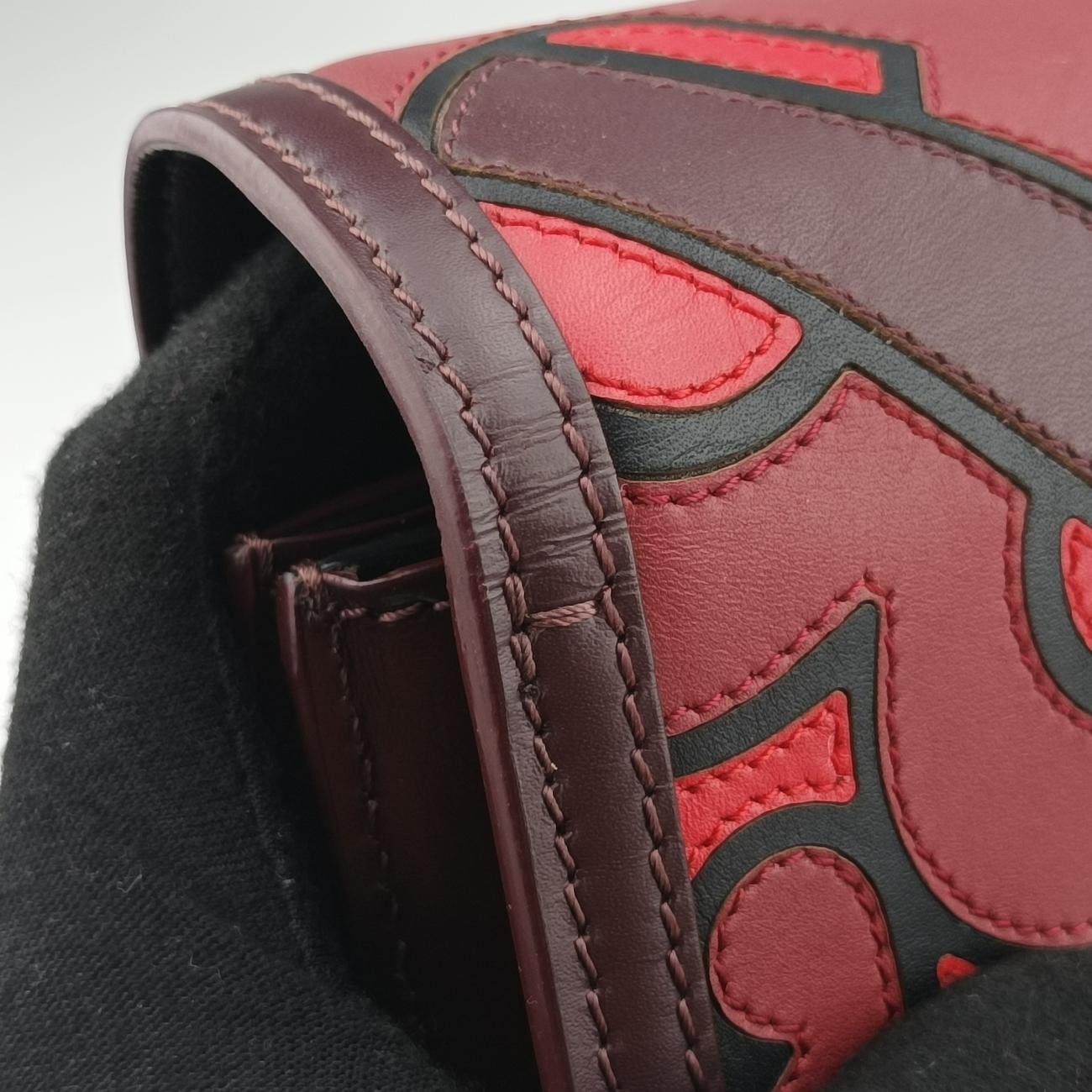 Pre-owned Burberry TB logo Burgundy×Multicolour Leather  shoulderbag | stylenewstar