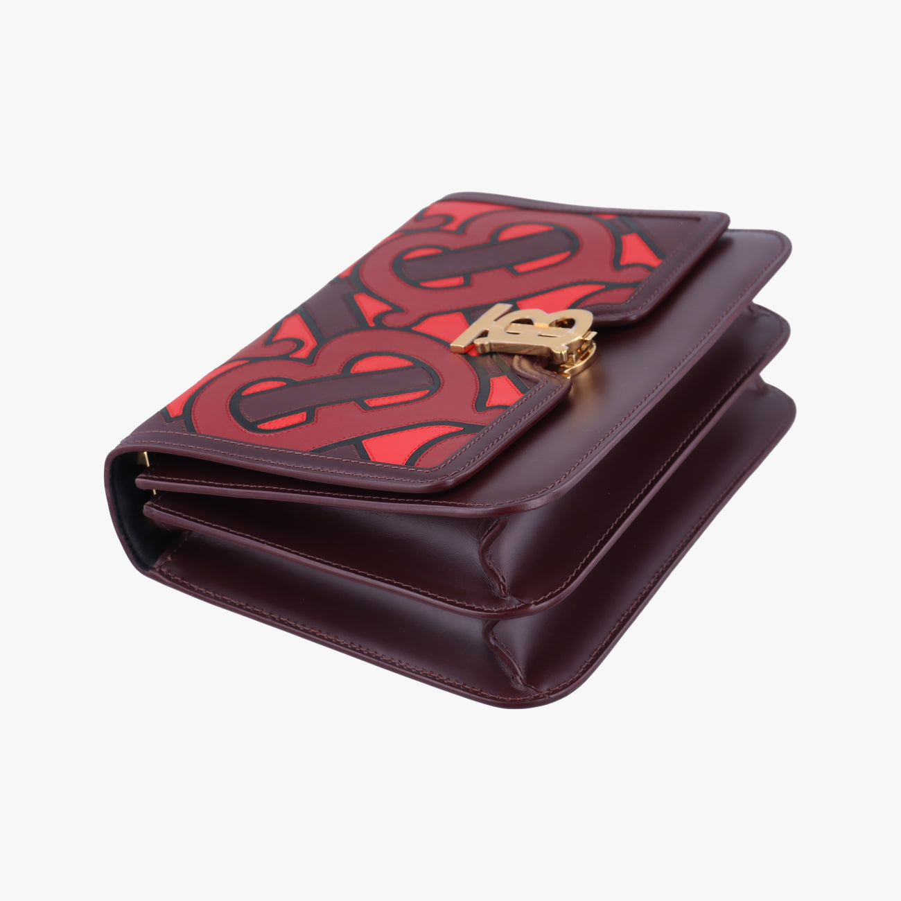 Pre-owned Burberry TB logo Burgundy×Multicolour Leather  shoulderbag | stylenewstar