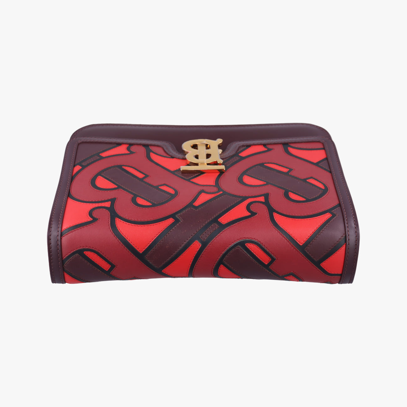 Pre-owned Burberry TB logo Burgundy×Multicolour Leather  shoulderbag | stylenewstar