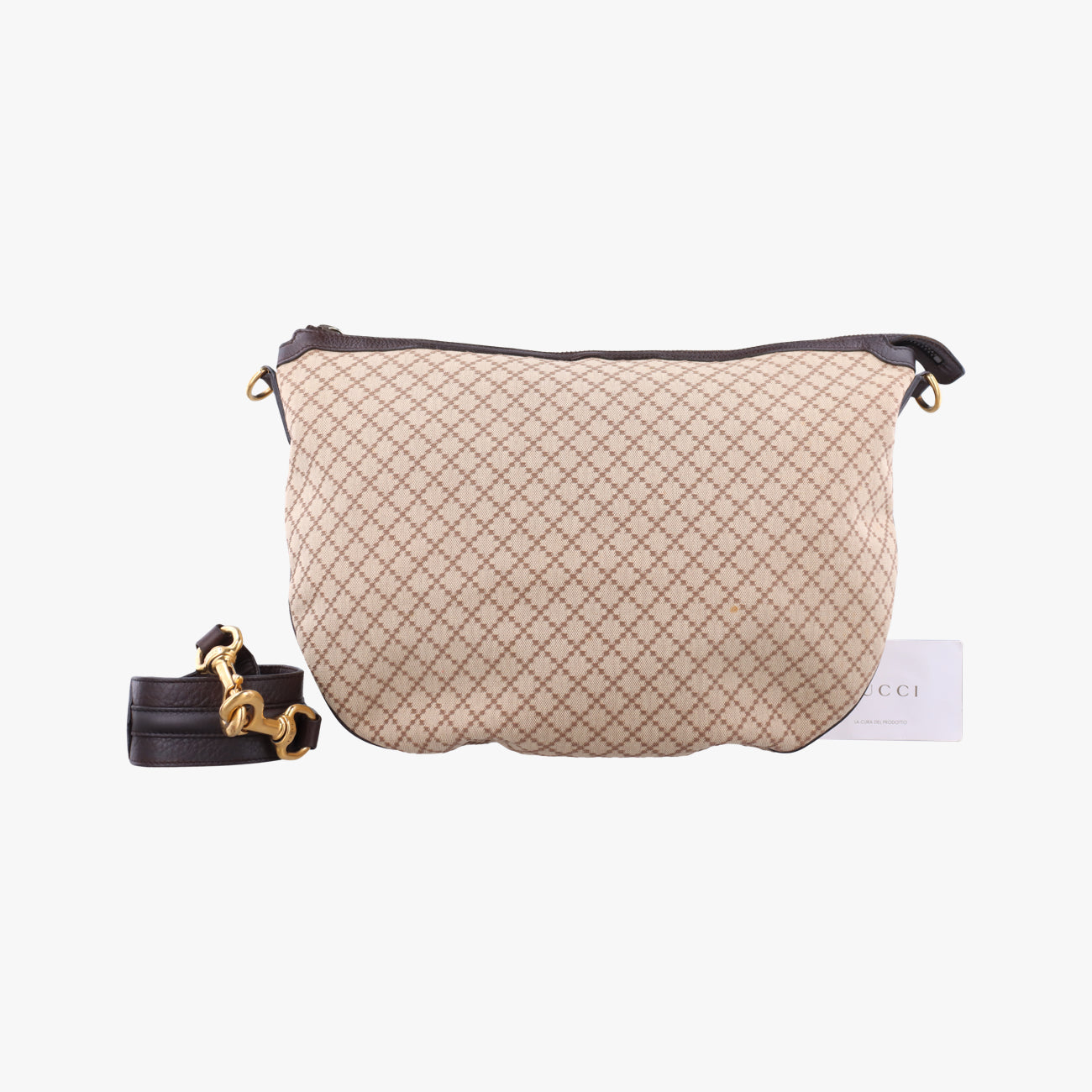 Pre-owned Gucci Diamante Brown canvas 251831 shoulderbag | stylenewstar