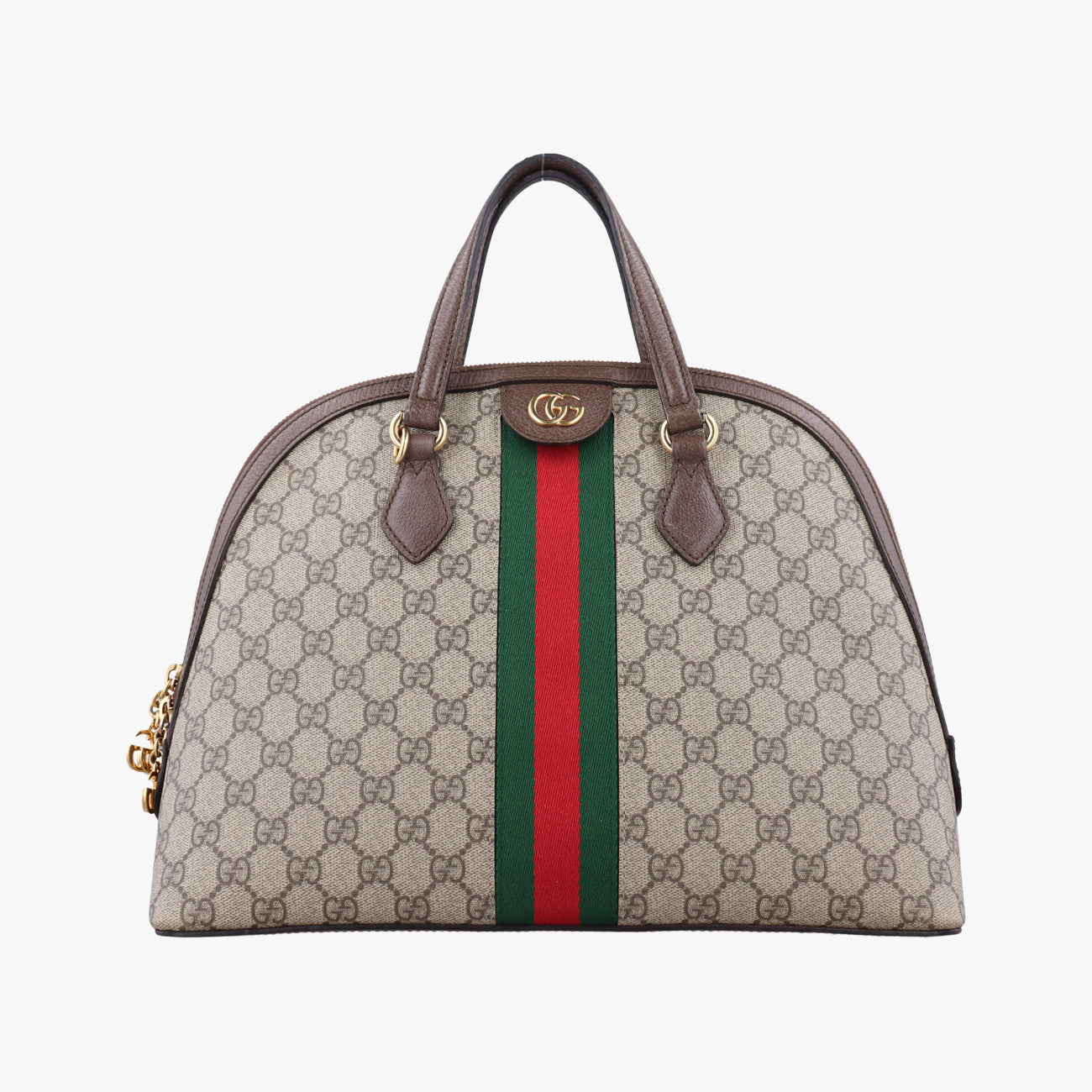 Pre-owned Gucci Ophidia brown×red×green PVC coated canvas 524533 handbag | stylenewstar
