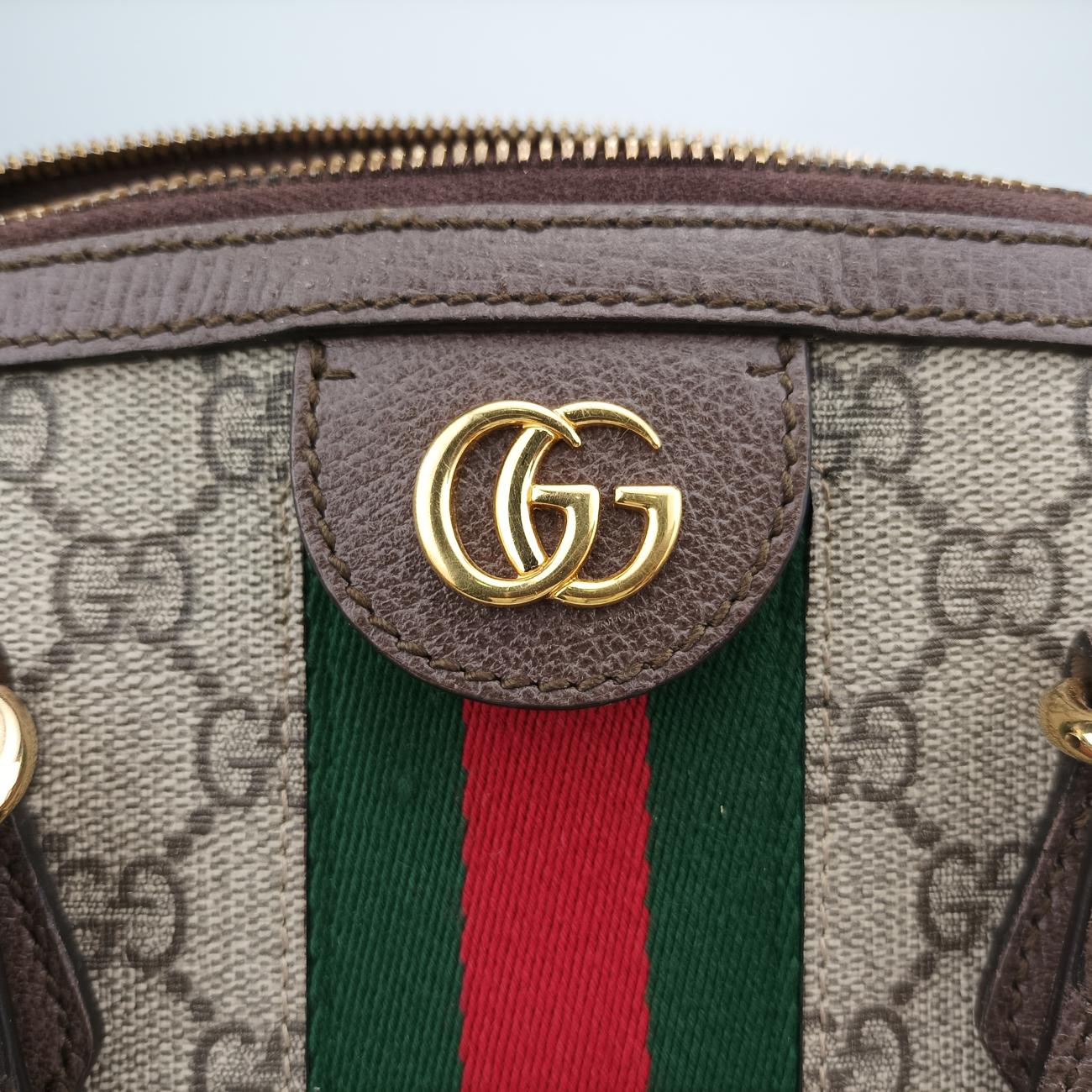Pre-owned Gucci Ophidia brown×red×green PVC coated canvas 524533 handbag | stylenewstar