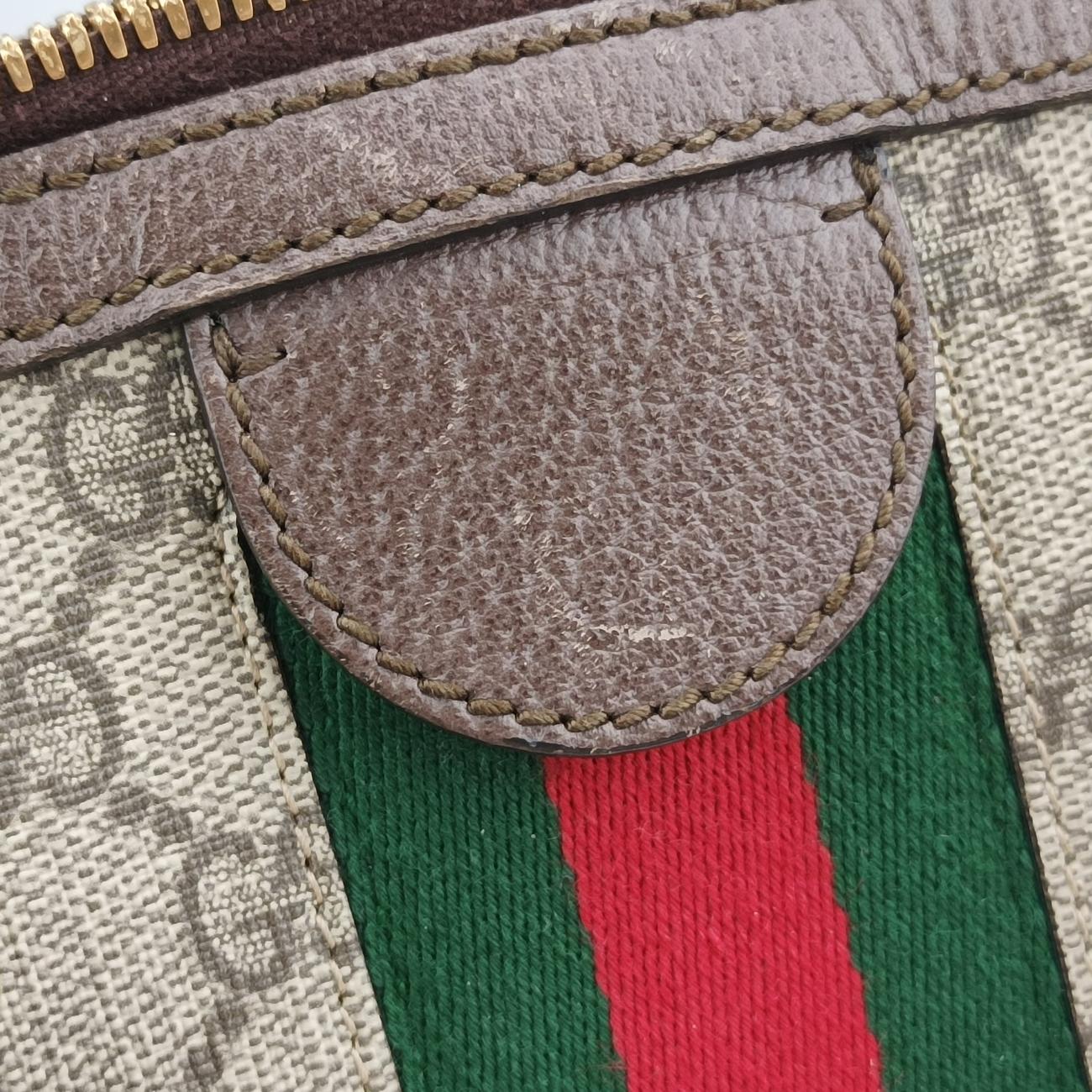 Pre-owned Gucci Ophidia brown×red×green PVC coated canvas 524533 handbag | stylenewstar