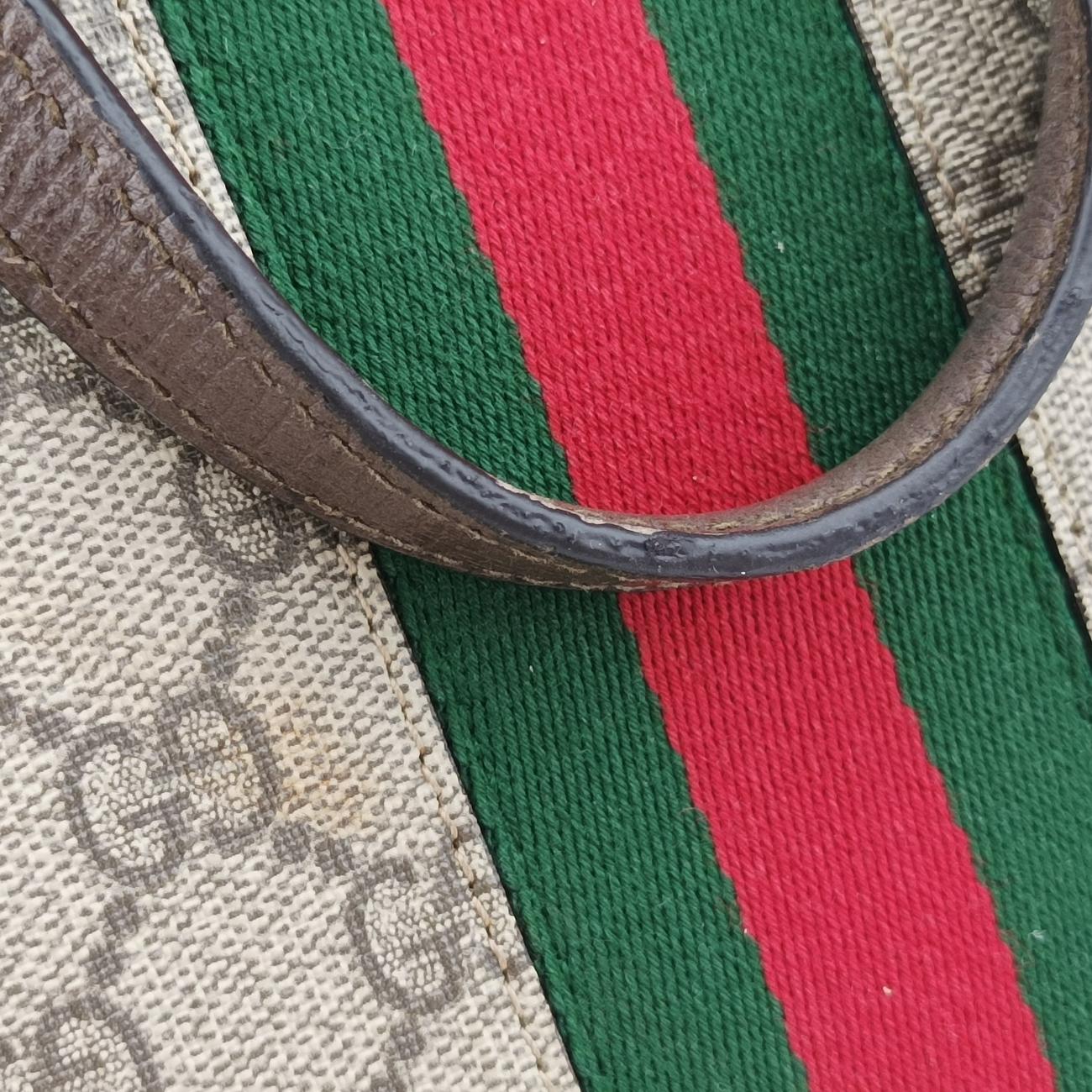 Pre-owned Gucci Ophidia brown×red×green PVC coated canvas 524533 handbag | stylenewstar