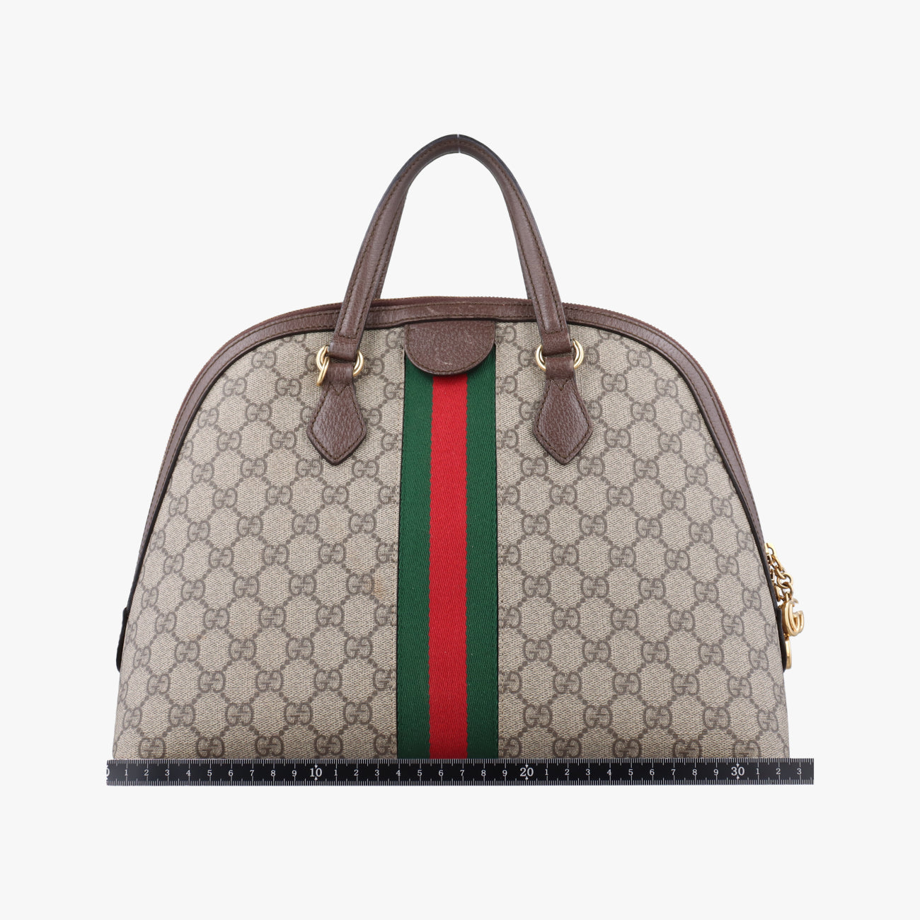 Pre-owned Gucci Ophidia brown×red×green PVC coated canvas 524533 handbag | stylenewstar