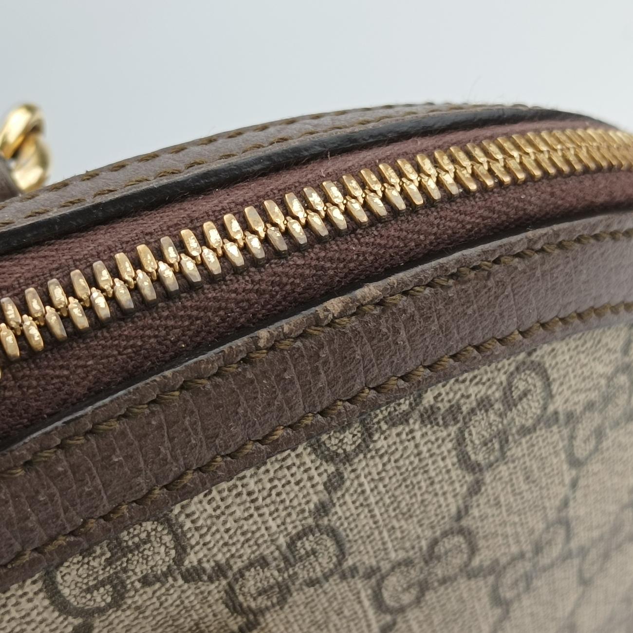 Pre-owned Gucci Ophidia brown×red×green PVC coated canvas 524533 handbag | stylenewstar