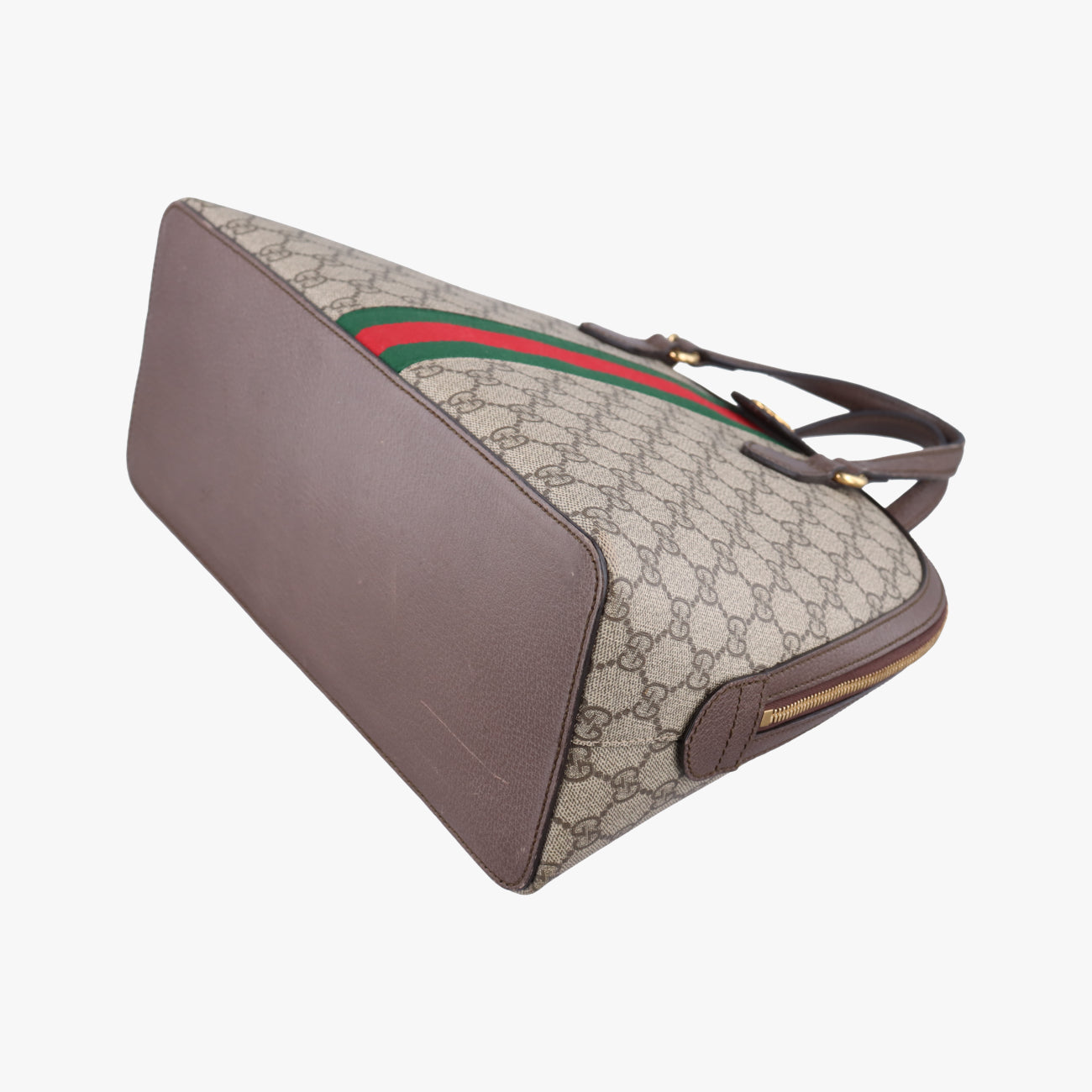 Pre-owned Gucci Ophidia brown×red×green PVC coated canvas 524533 handbag | stylenewstar