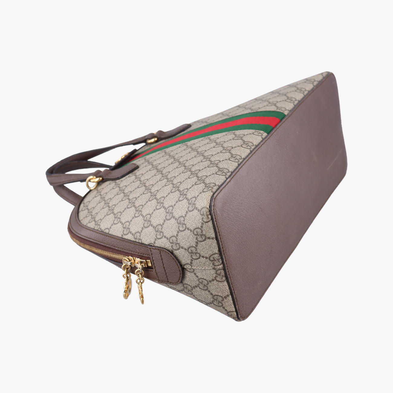 Pre-owned Gucci Ophidia brown×red×green PVC coated canvas 524533 handbag | stylenewstar
