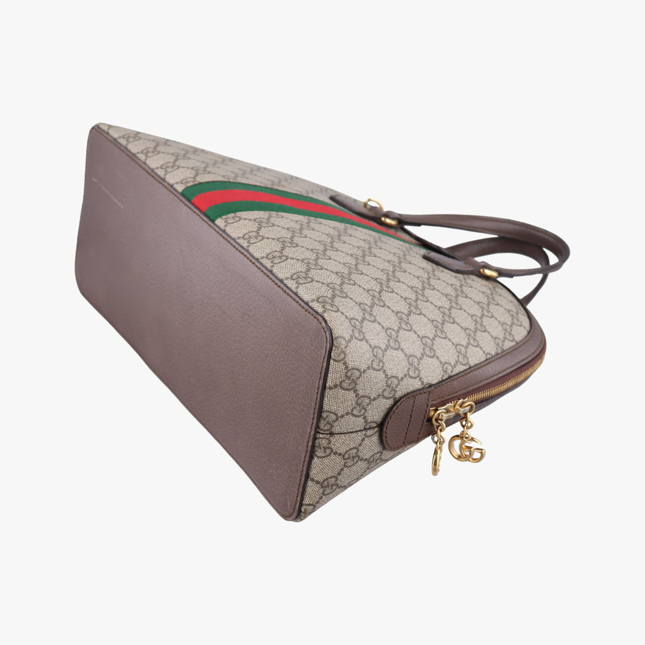 Pre-owned Gucci Ophidia brown×red×green PVC coated canvas 524533 handbag | stylenewstar