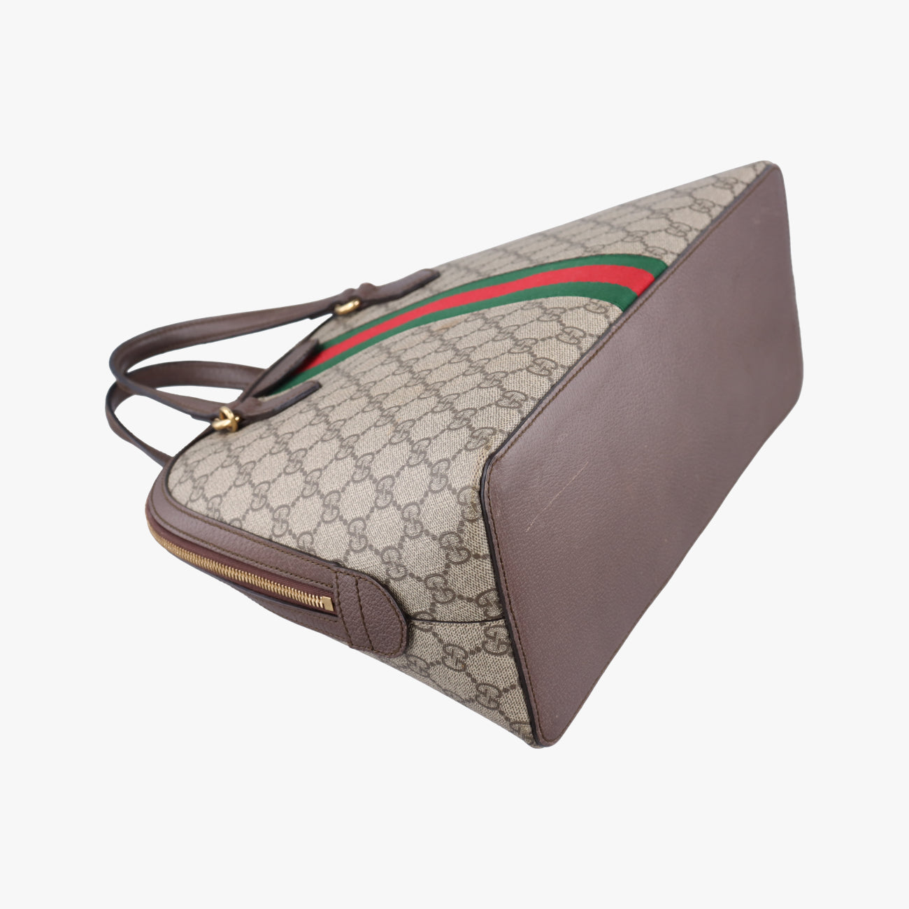 Pre-owned Gucci Ophidia brown×red×green PVC coated canvas 524533 handbag | stylenewstar