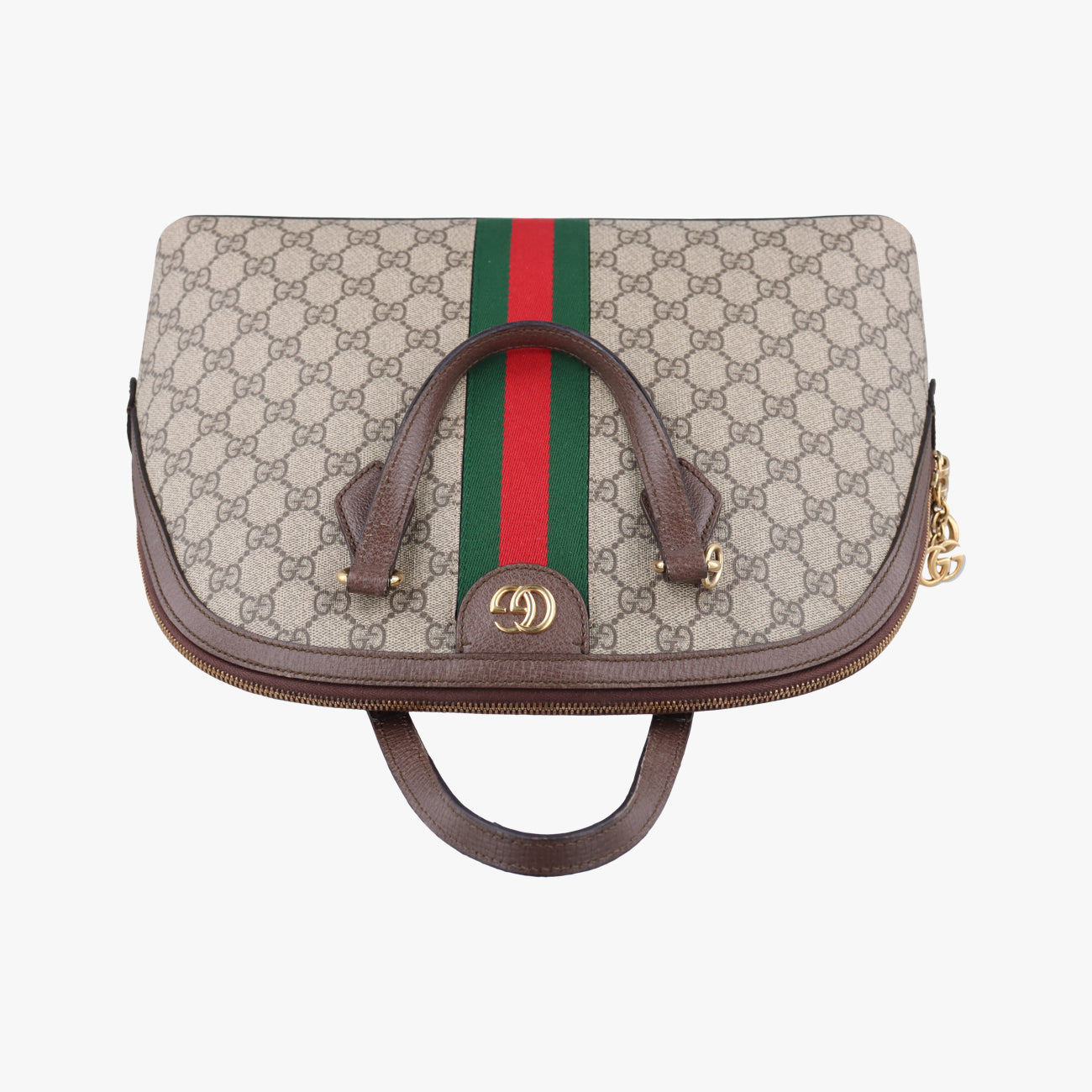 Pre-owned Gucci Ophidia brown×red×green PVC coated canvas 524533 handbag | stylenewstar