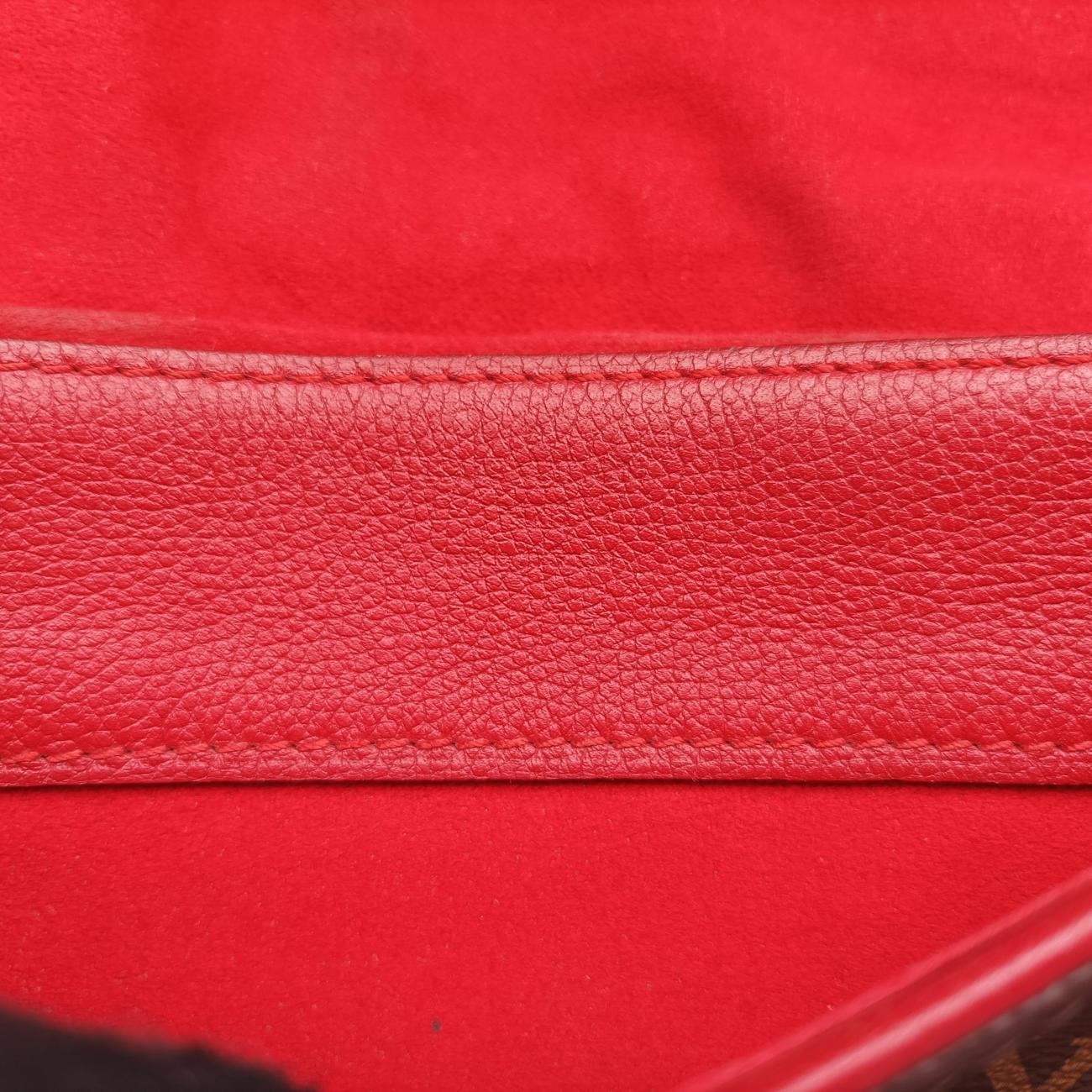 Pre-owned Louis Vuitton PALLAS Chain Brown×CERISE Monogram Canvas×calf leather M41201 shoulderbag | stylenewstar