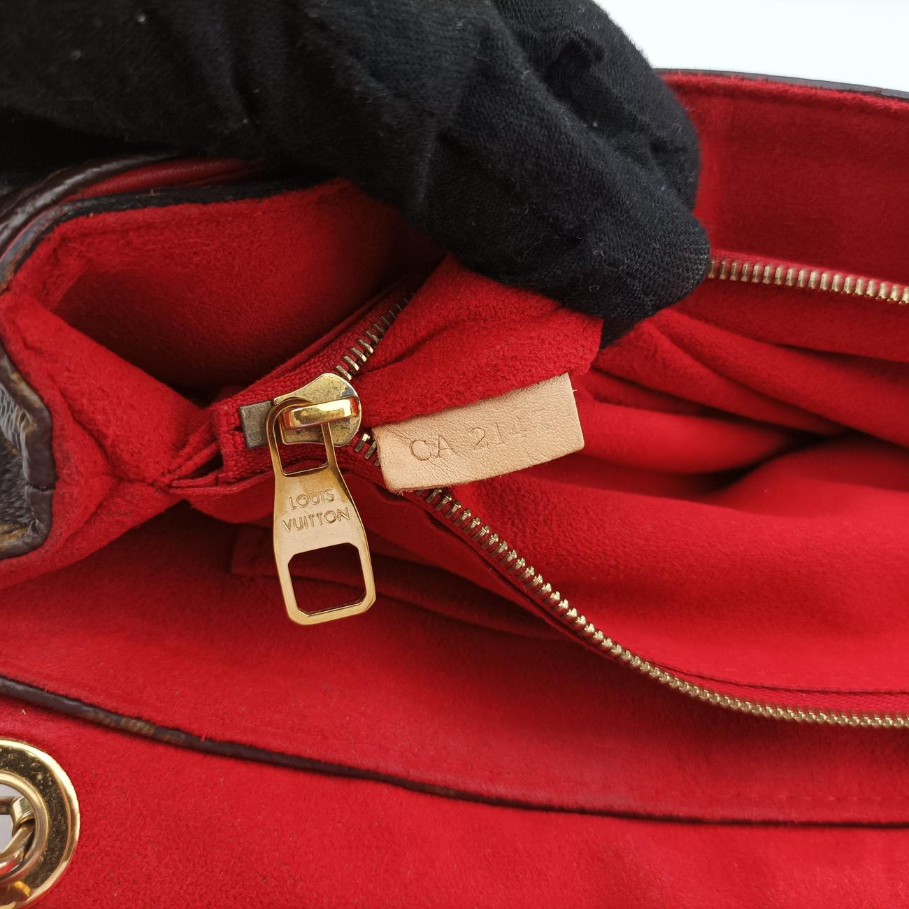 Pre-owned Louis Vuitton PALLAS Chain Brown×CERISE Monogram Canvas×calf leather M41201 shoulderbag | stylenewstar