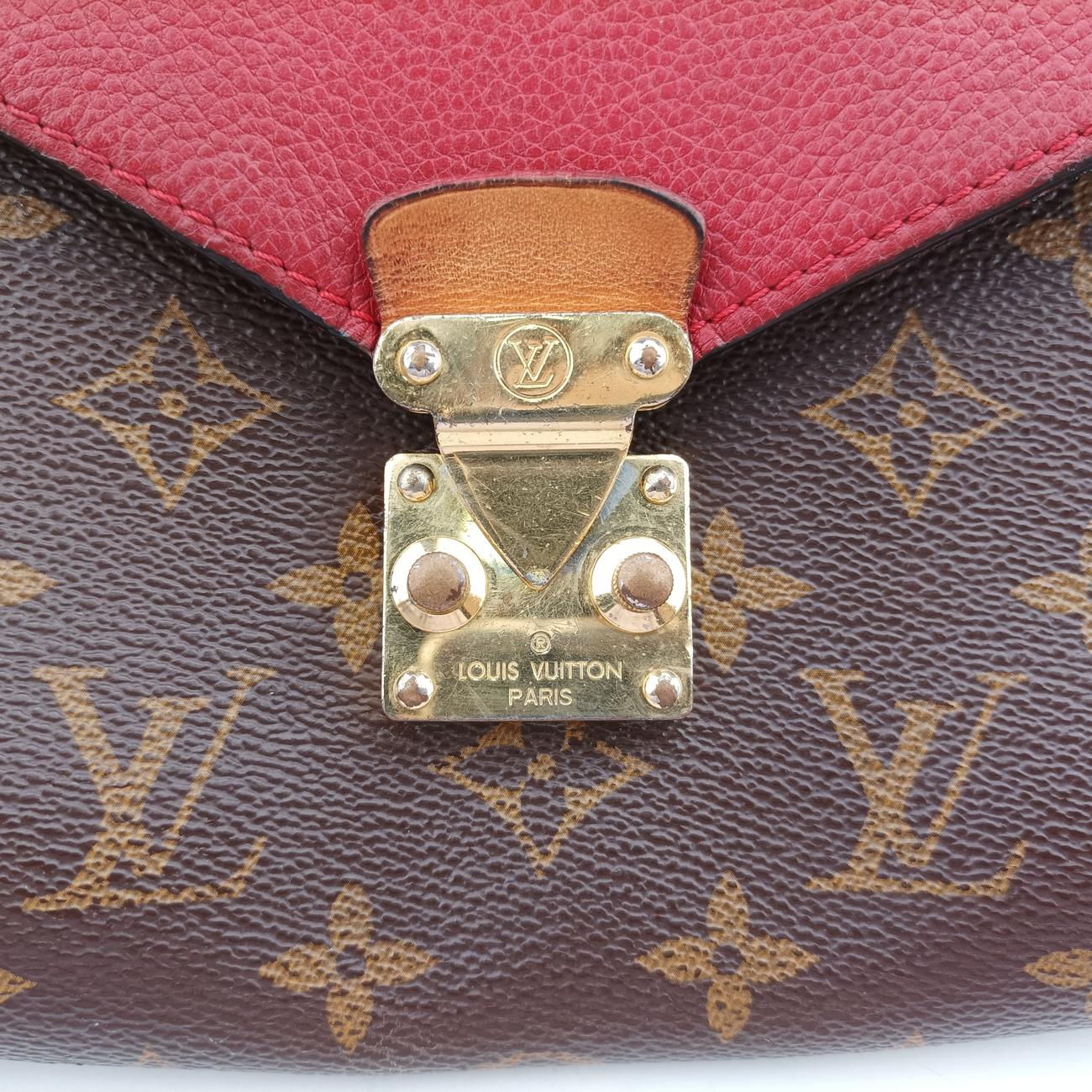 Pre-owned Louis Vuitton PALLAS Chain Brown×CERISE Monogram Canvas×calf leather M41201 shoulderbag | stylenewstar