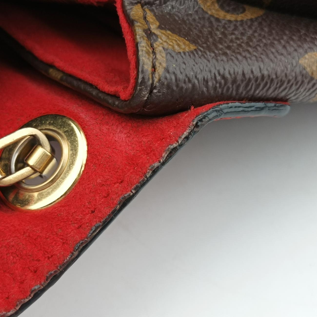 Pre-owned Louis Vuitton PALLAS Chain Brown×CERISE Monogram Canvas×calf leather M41201 shoulderbag | stylenewstar