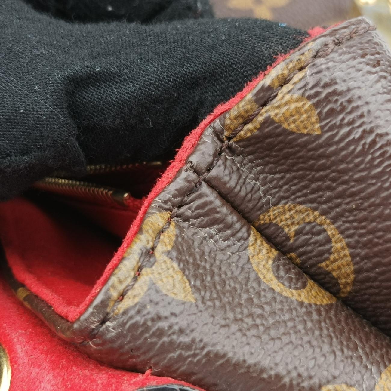 Pre-owned Louis Vuitton PALLAS Chain Brown×CERISE Monogram Canvas×calf leather M41201 shoulderbag | stylenewstar